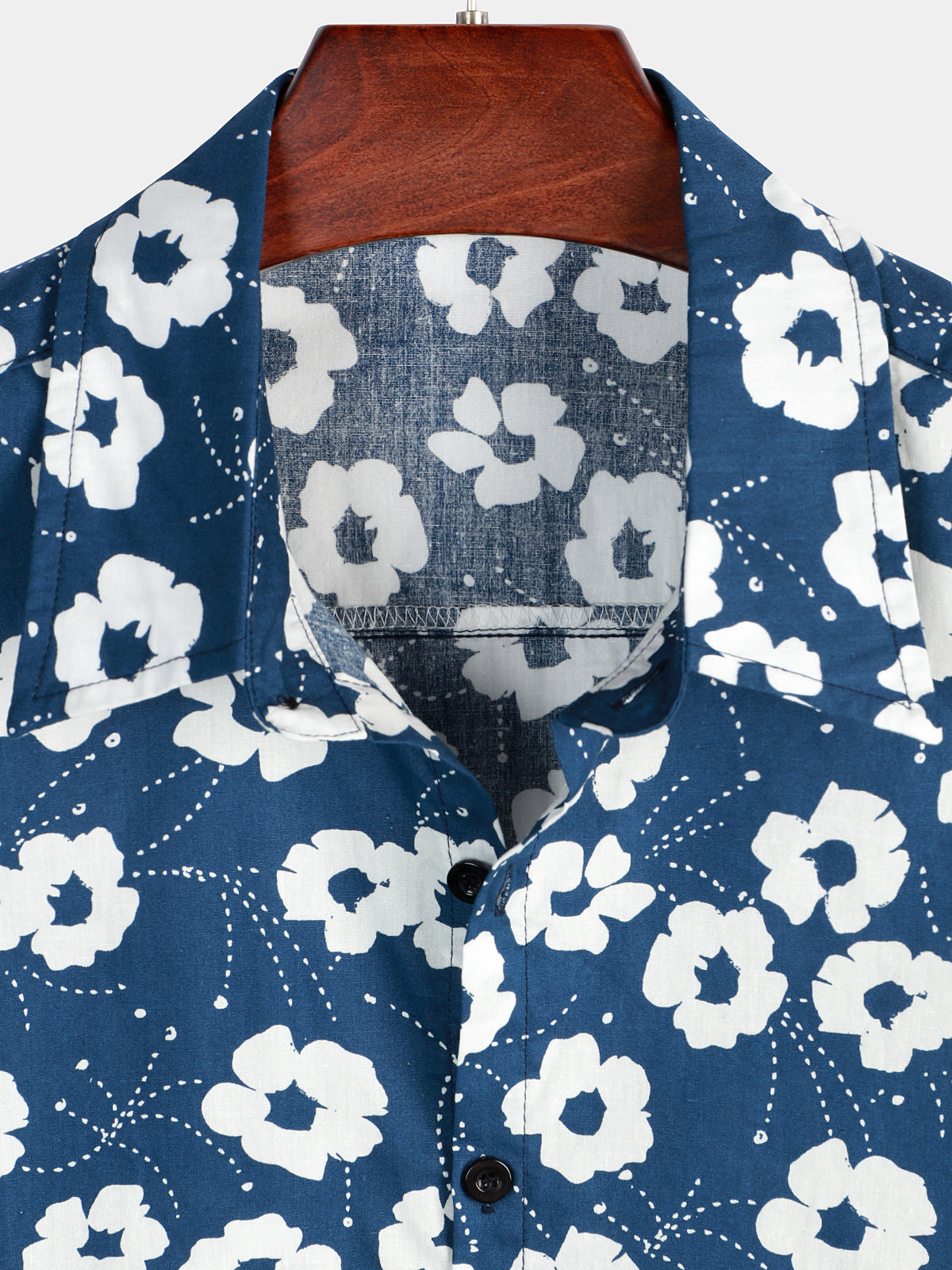 Camicia casual in cotone traspirante con stampa floreale da uomo