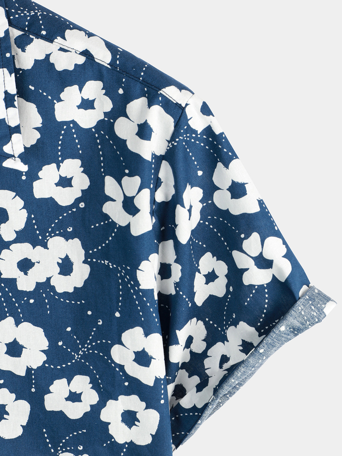 Camicia casual in cotone traspirante con stampa floreale da uomo