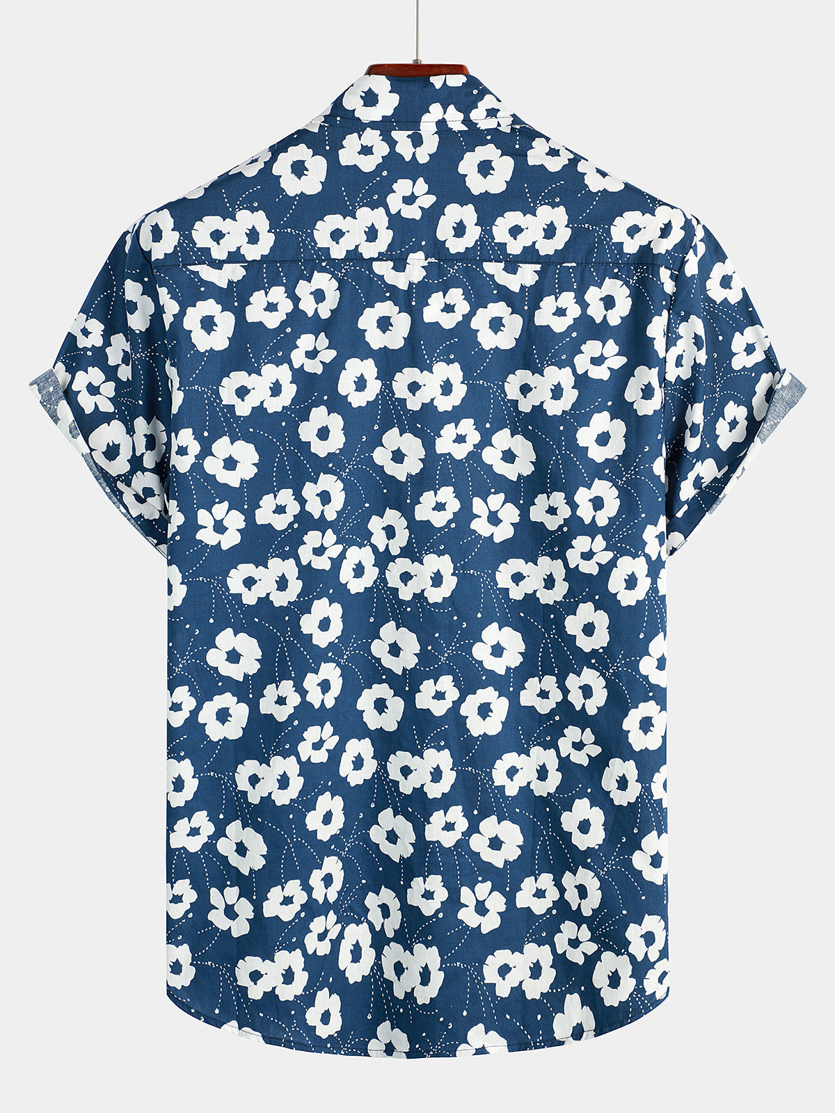 Camicia casual in cotone traspirante con stampa floreale da uomo