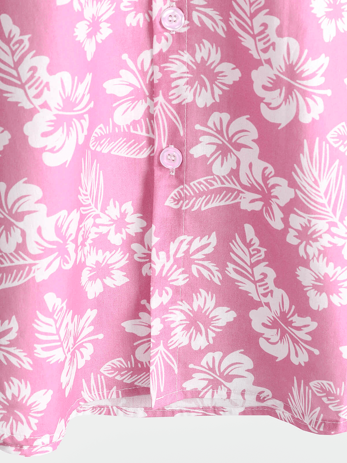 Camicia da uomo a maniche corte con motivo floreale hawaiano in cotone rosa