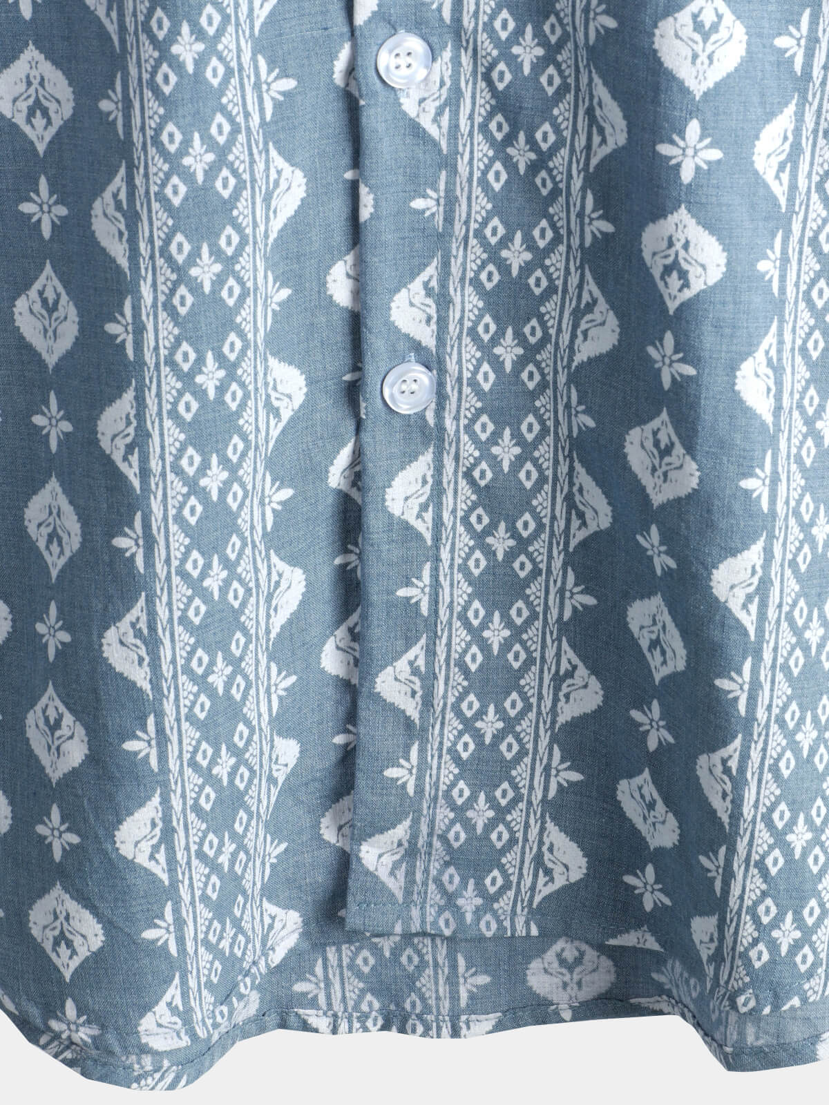 Camicia da uomo a maniche corte retrò in cotone blu