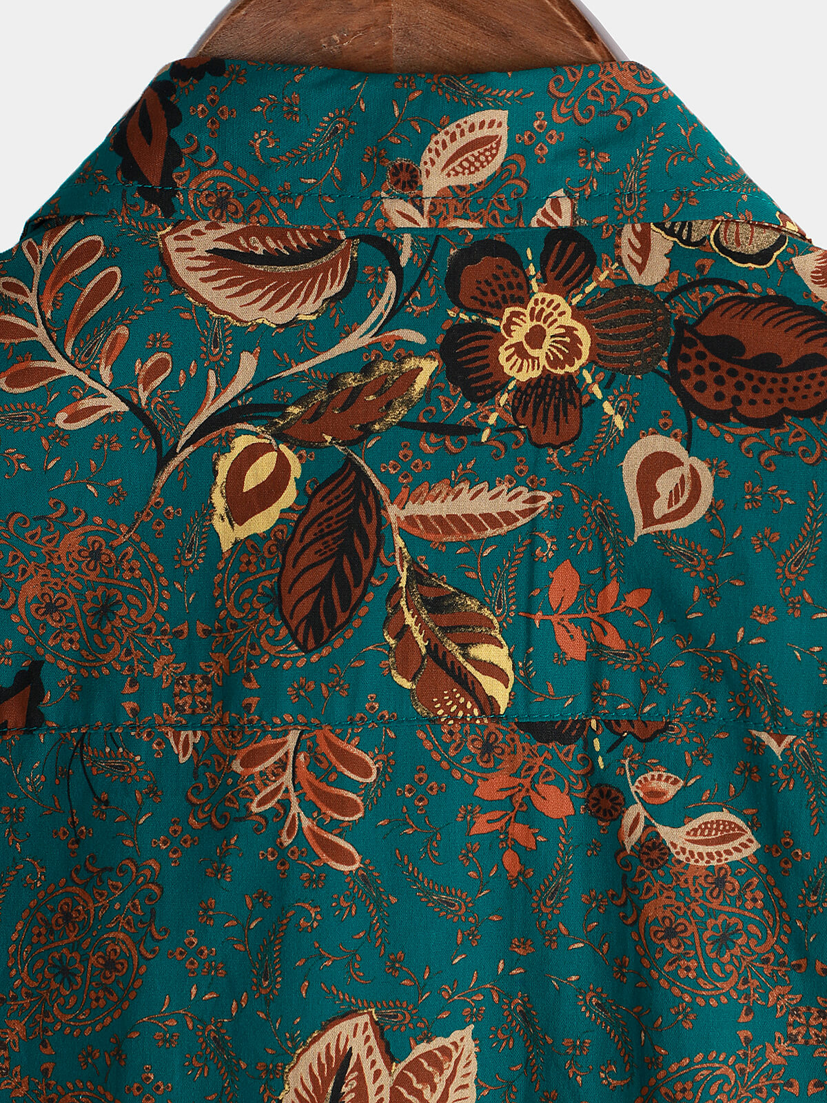 Camicia a maniche corte da uomo in cotone vintage verde floreale
