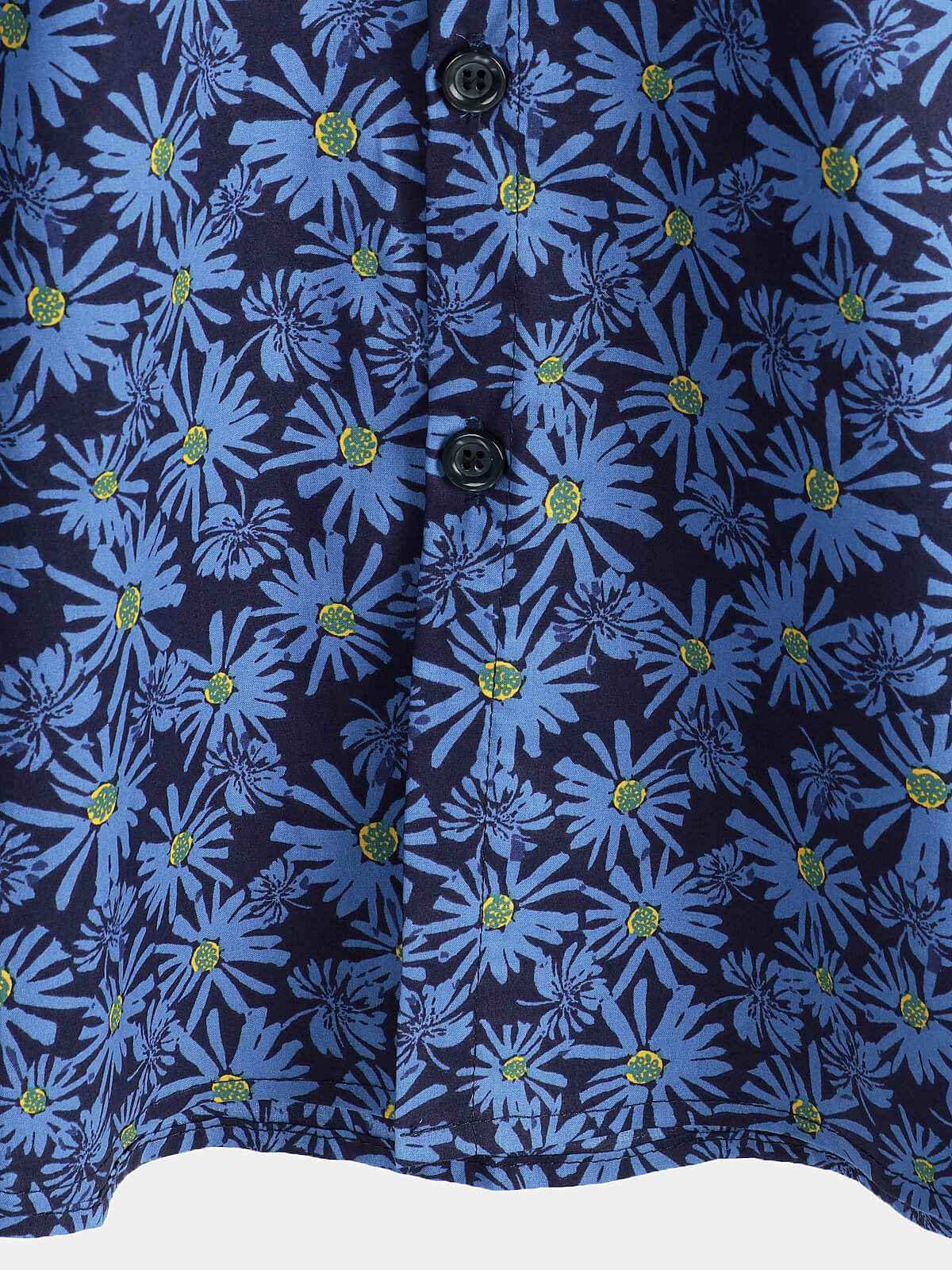 Camicia da spiaggia da uomo in cotone con motivo floreale a margherite e maniche corte