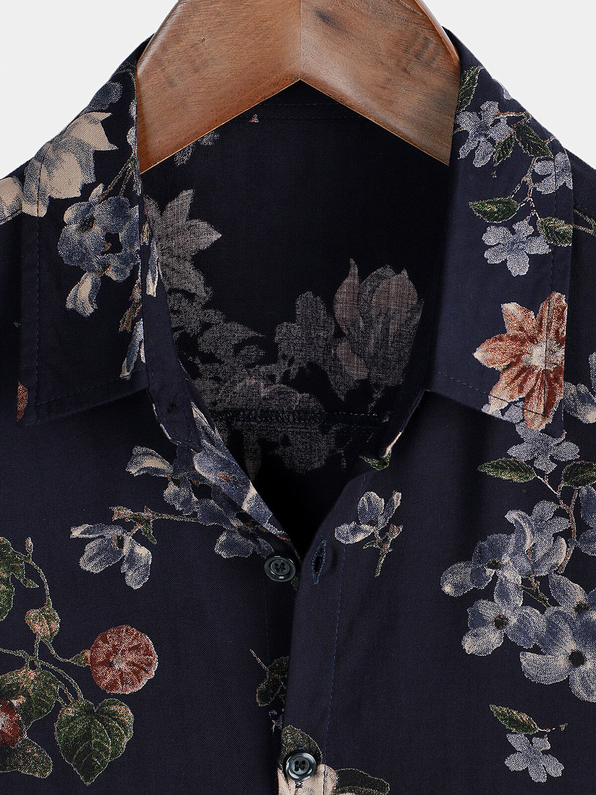 Camicia da uomo vintage blu navy a maniche corte per le feste