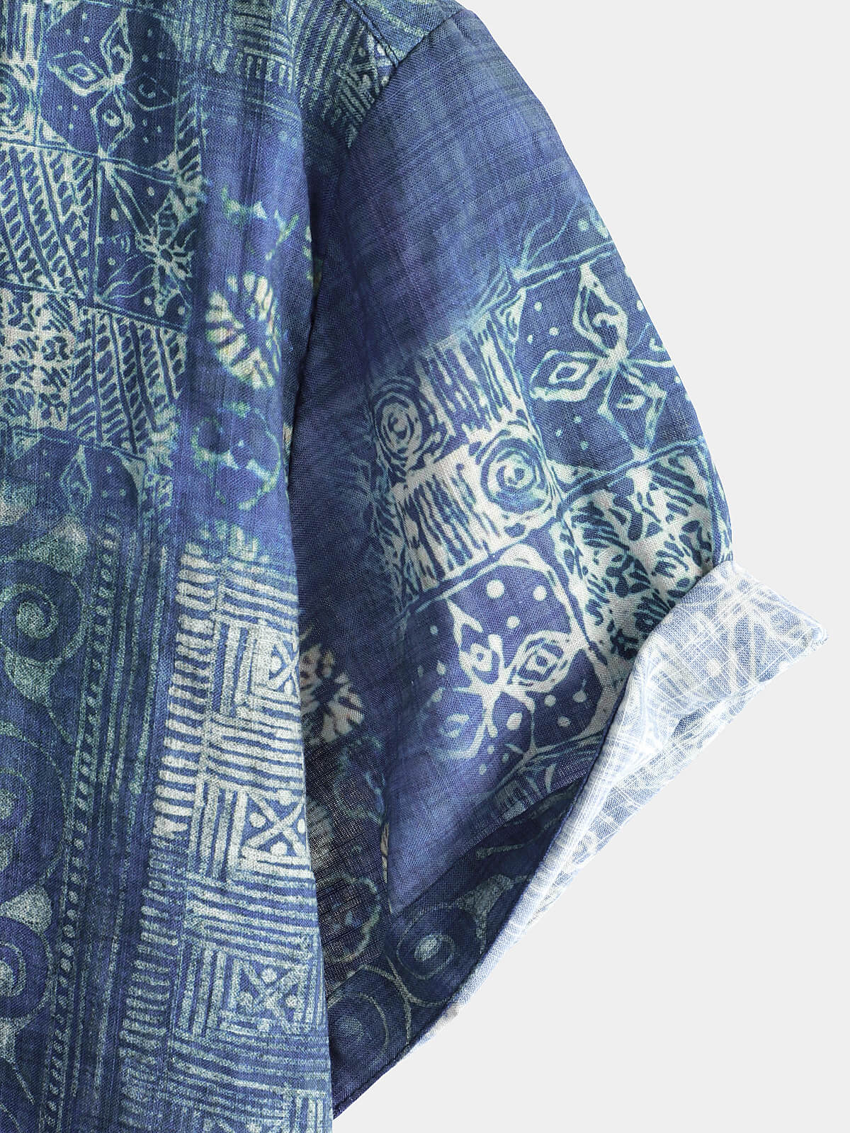 Camicia estiva a maniche corte da spiaggia vintage blu da uomo
