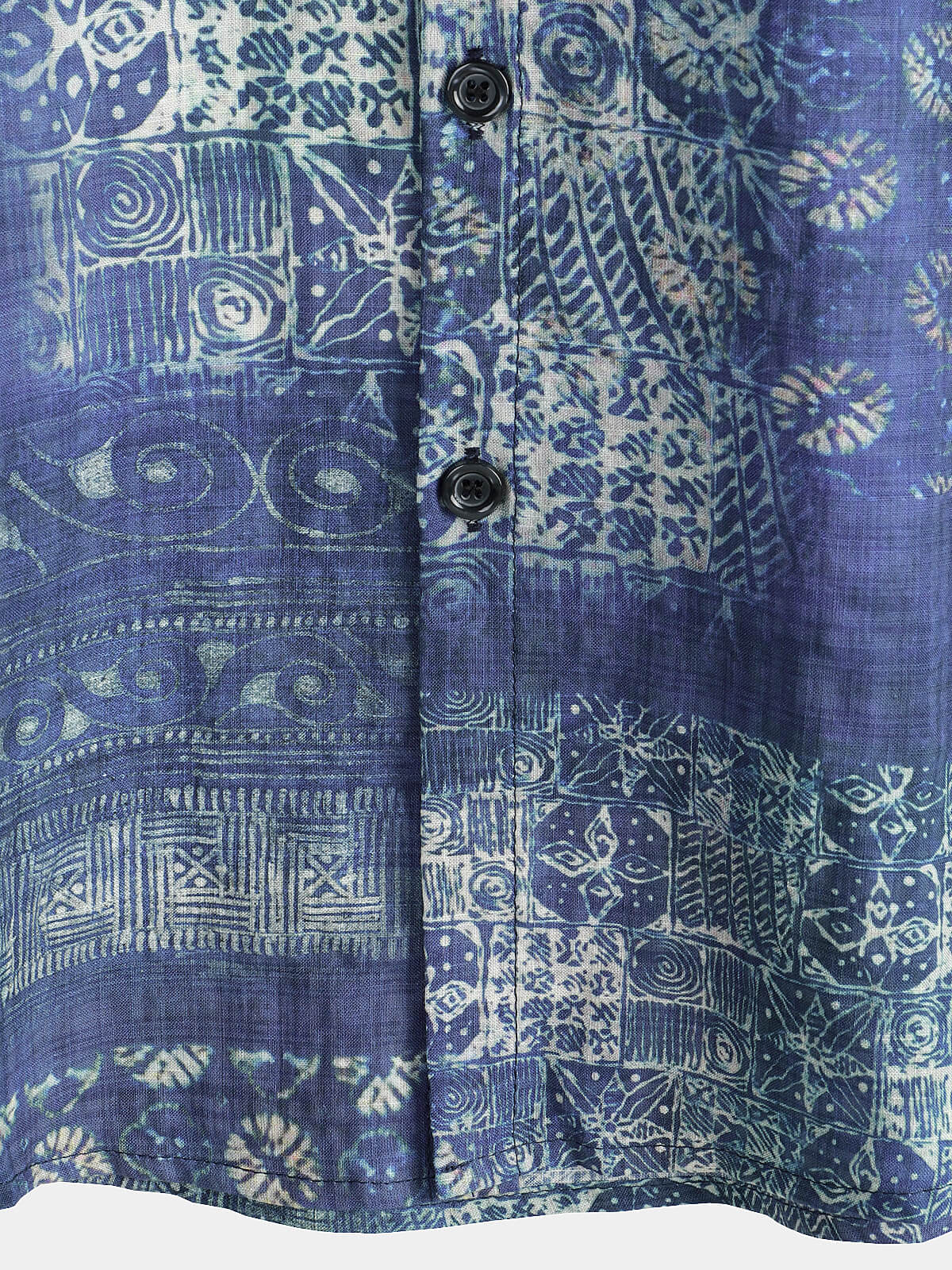 Camicia estiva a maniche corte da spiaggia vintage blu da uomo