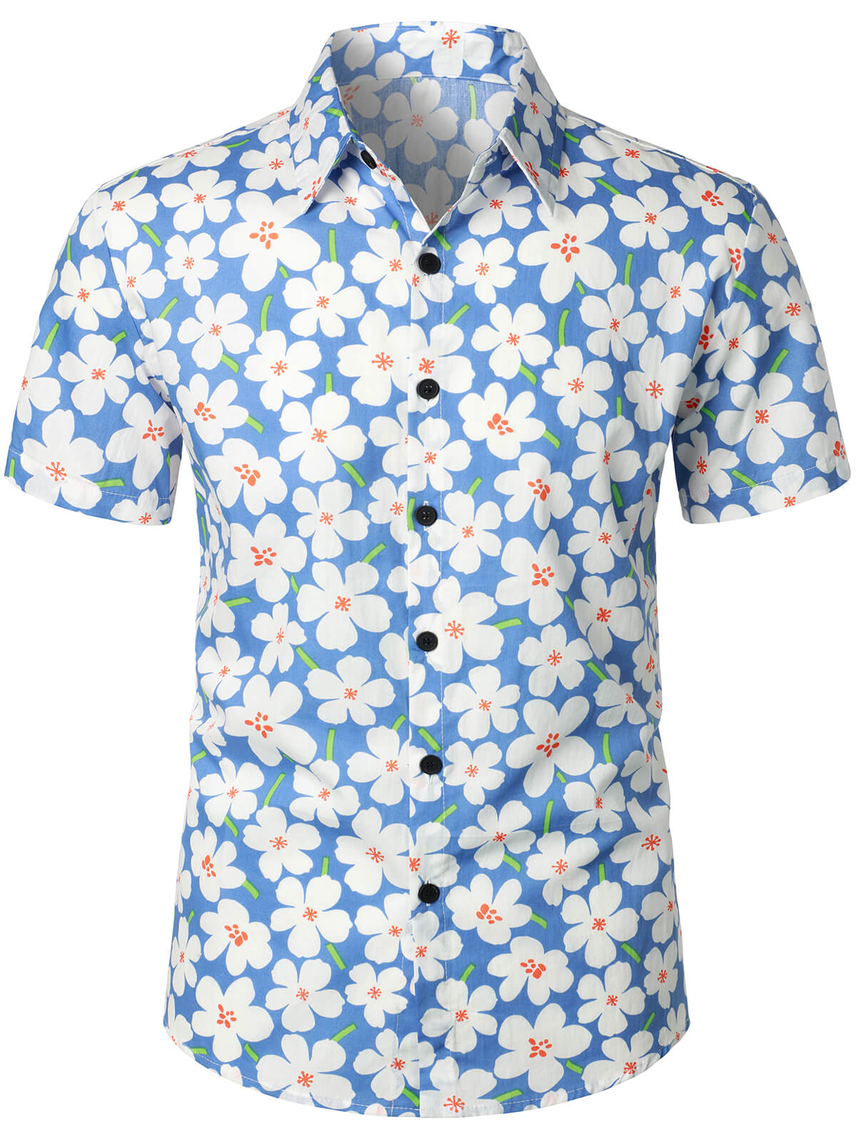 Camicia uomo estiva a maniche corte con stampa floreale