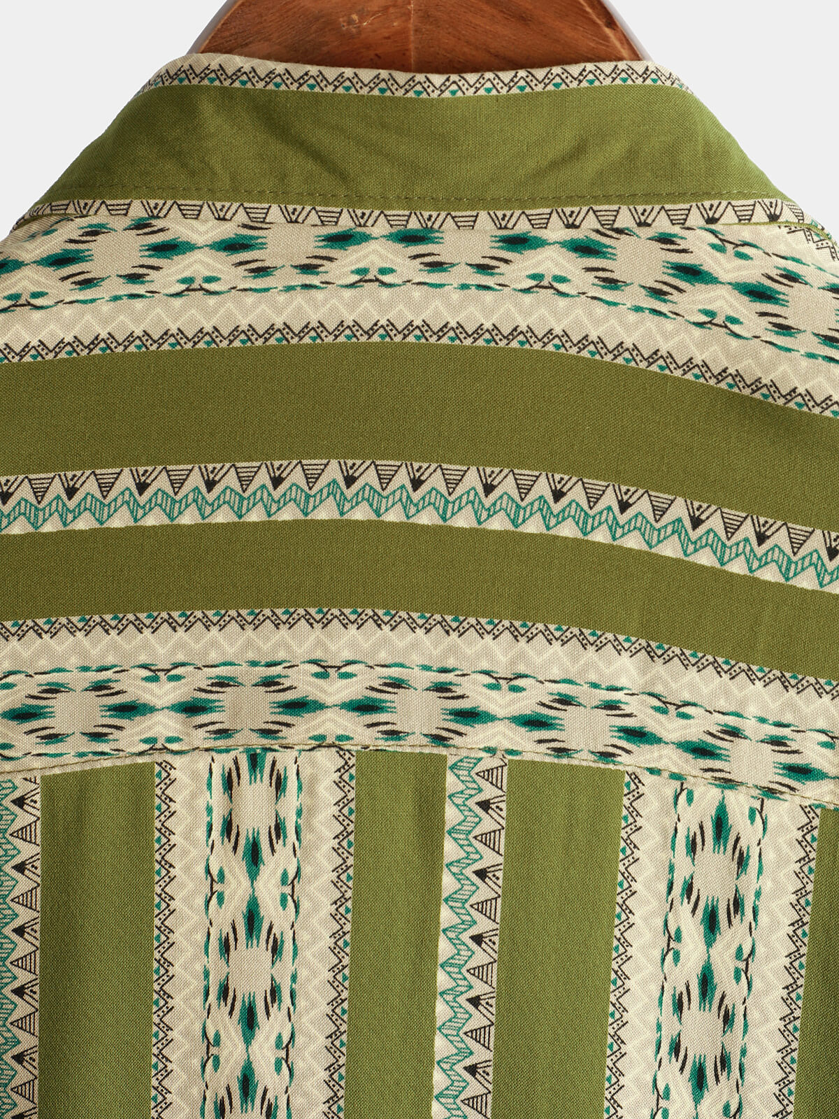 Camicia vintage a maniche corte a righe verdi da uomo