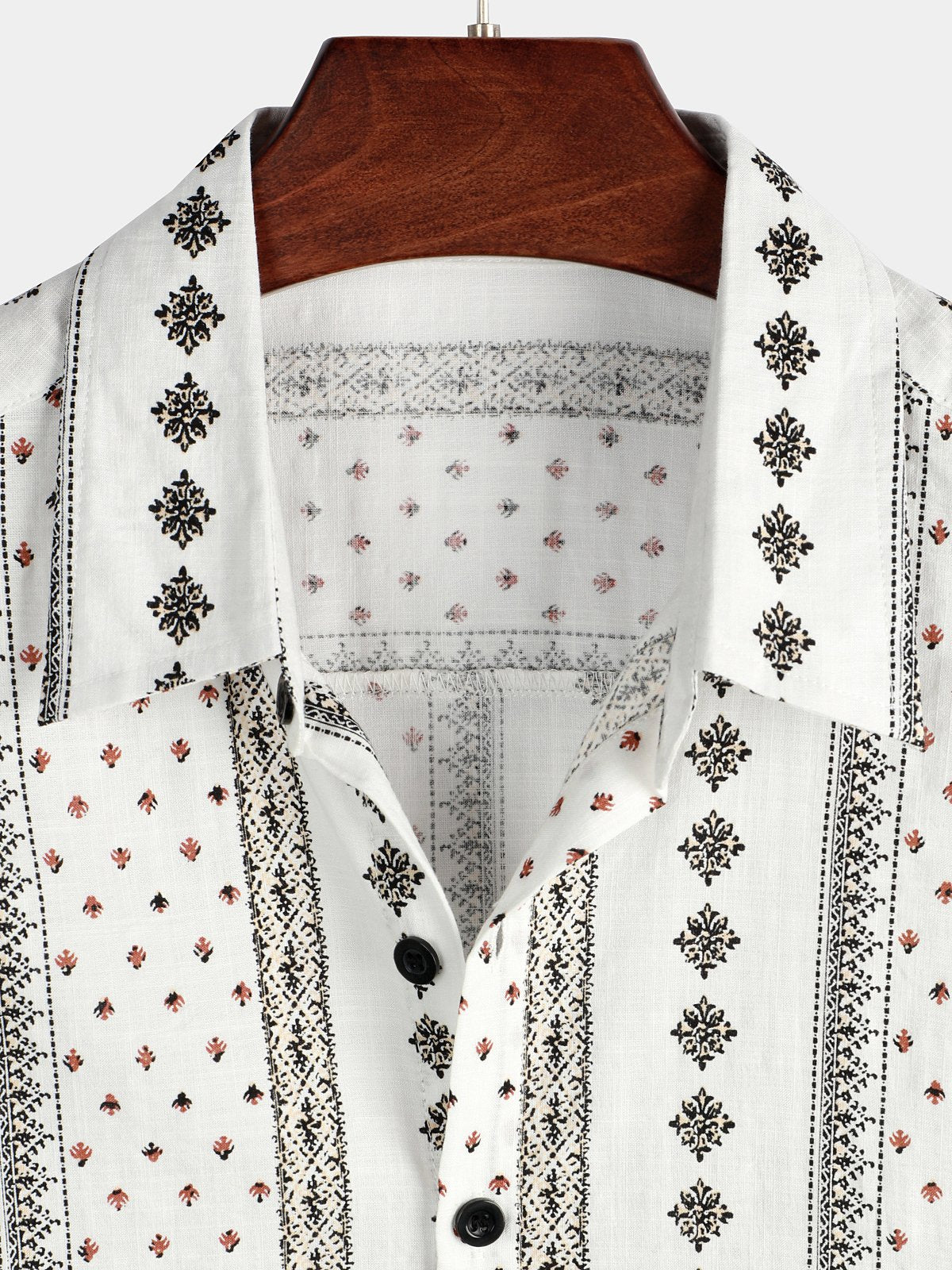 Camicia a maniche corte in cotone a righe bianche vintage da uomo