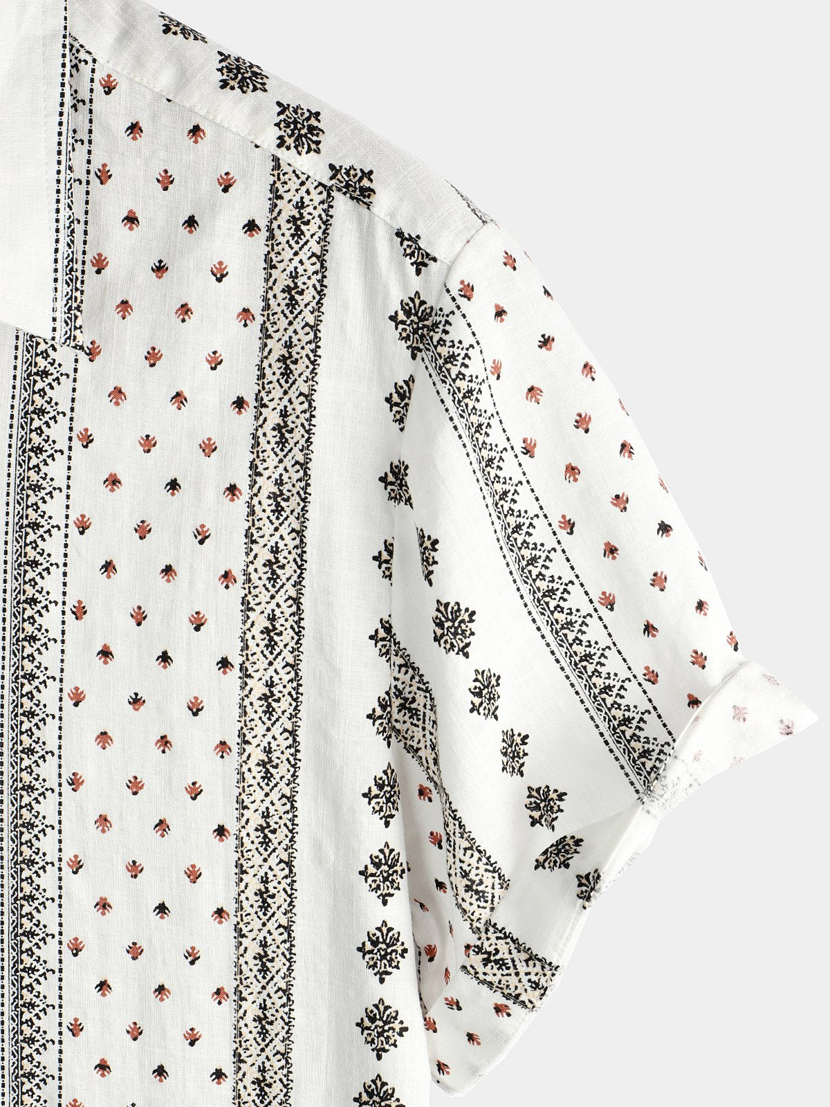 Camicia a maniche corte in cotone a righe bianche vintage da uomo
