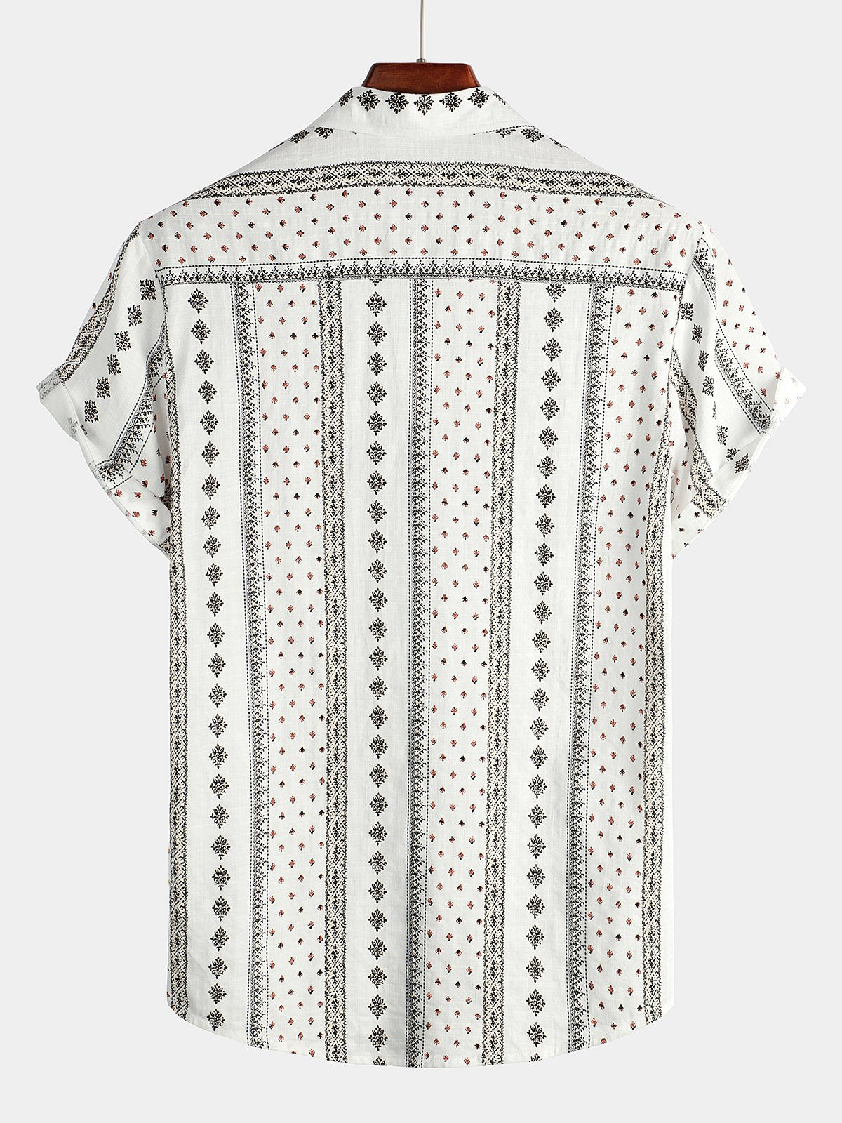 Camicia a maniche corte in cotone a righe bianche vintage da uomo