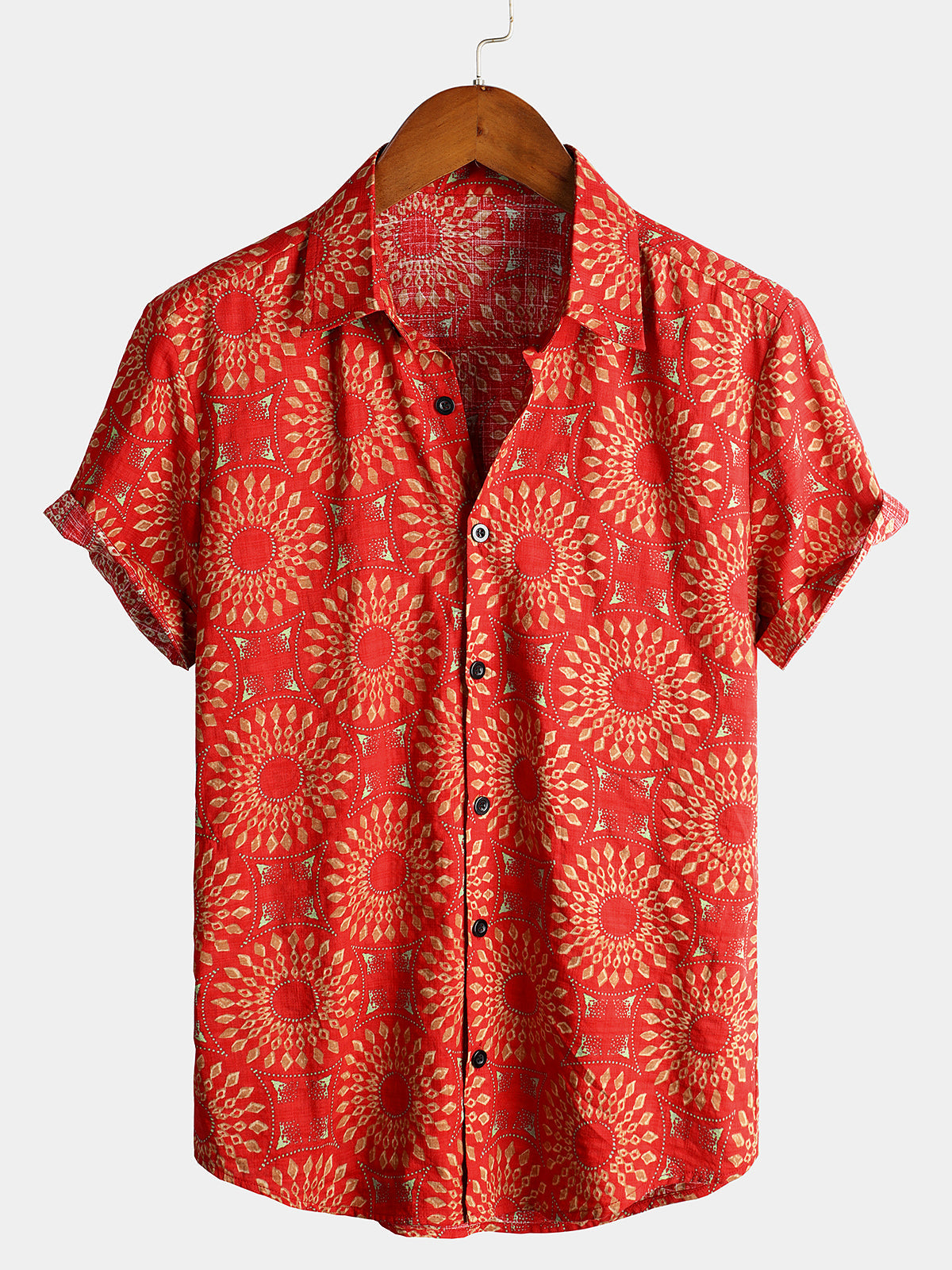 Camicia da uomo in cotone vintage a maniche corte