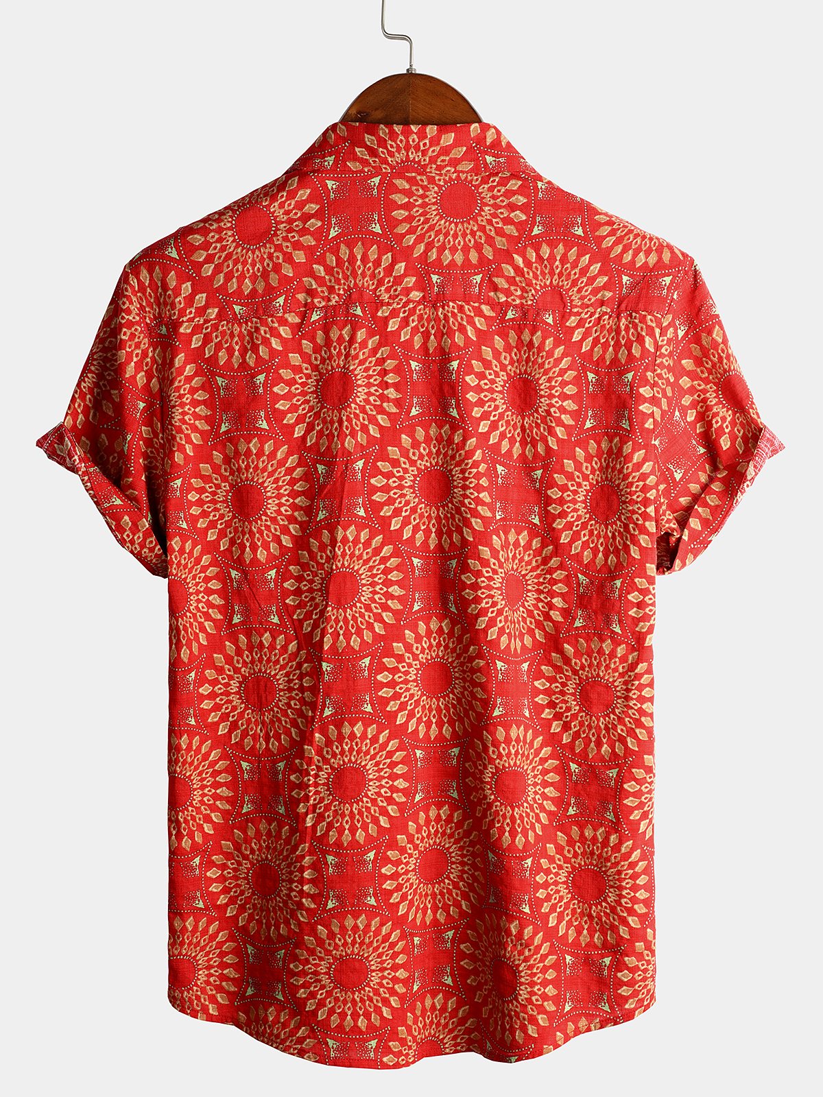 Camicia da uomo in cotone vintage a maniche corte