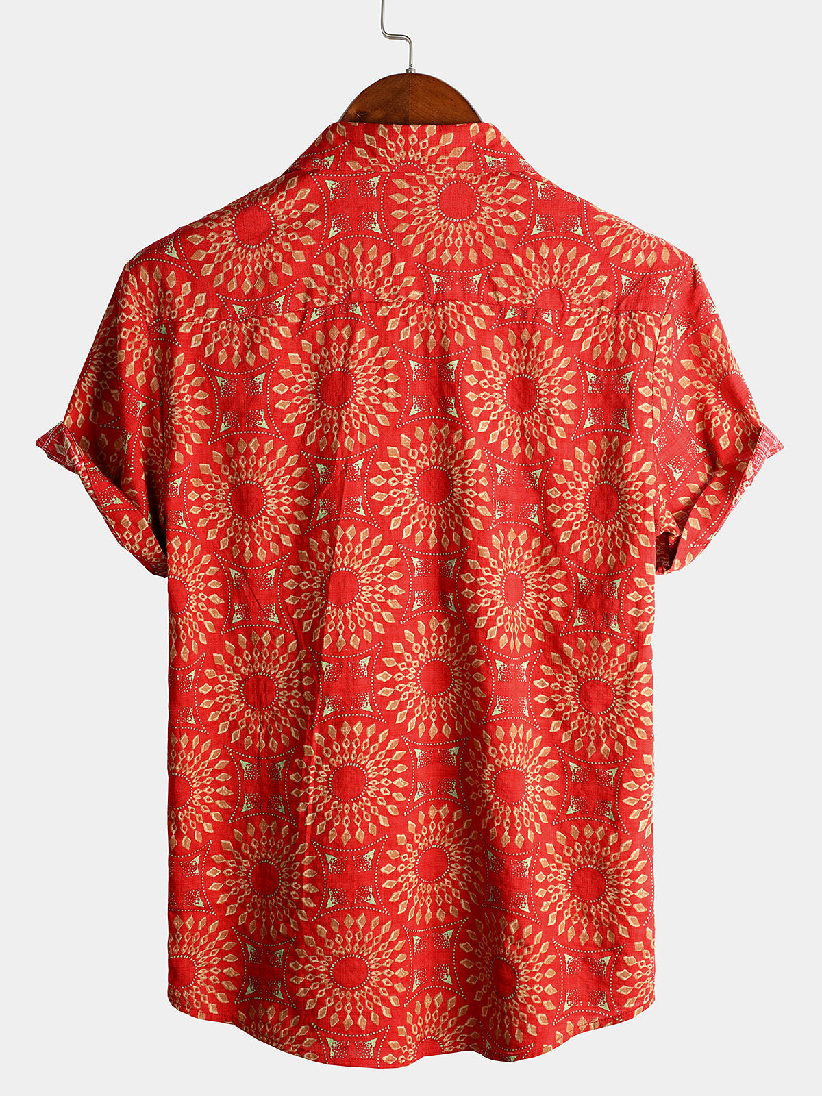 Camicia da uomo in cotone vintage a maniche corte