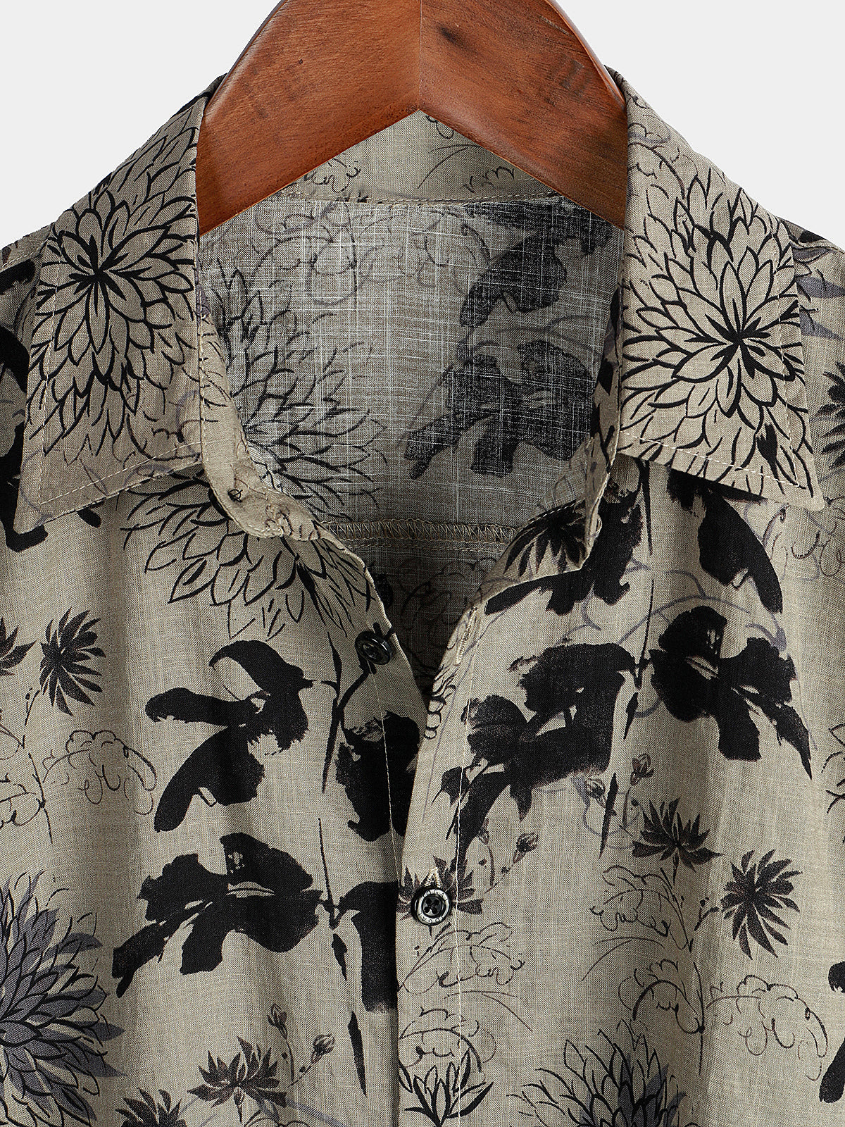 Camicia a maniche corte con stampa floreale vintage da uomo