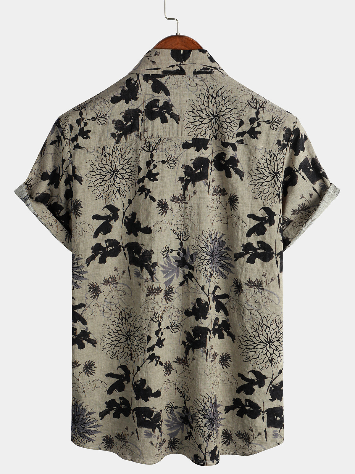 Camicia a maniche corte con stampa floreale vintage da uomo