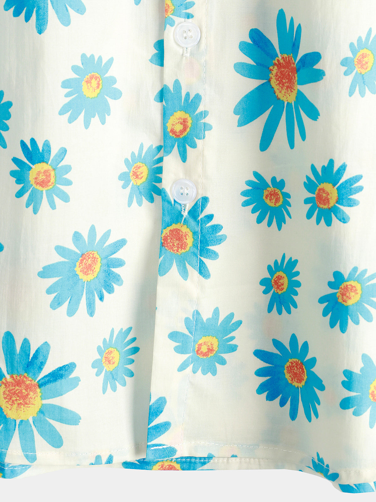 Camicia estiva a maniche corte con stampa a margherita blu da uomo