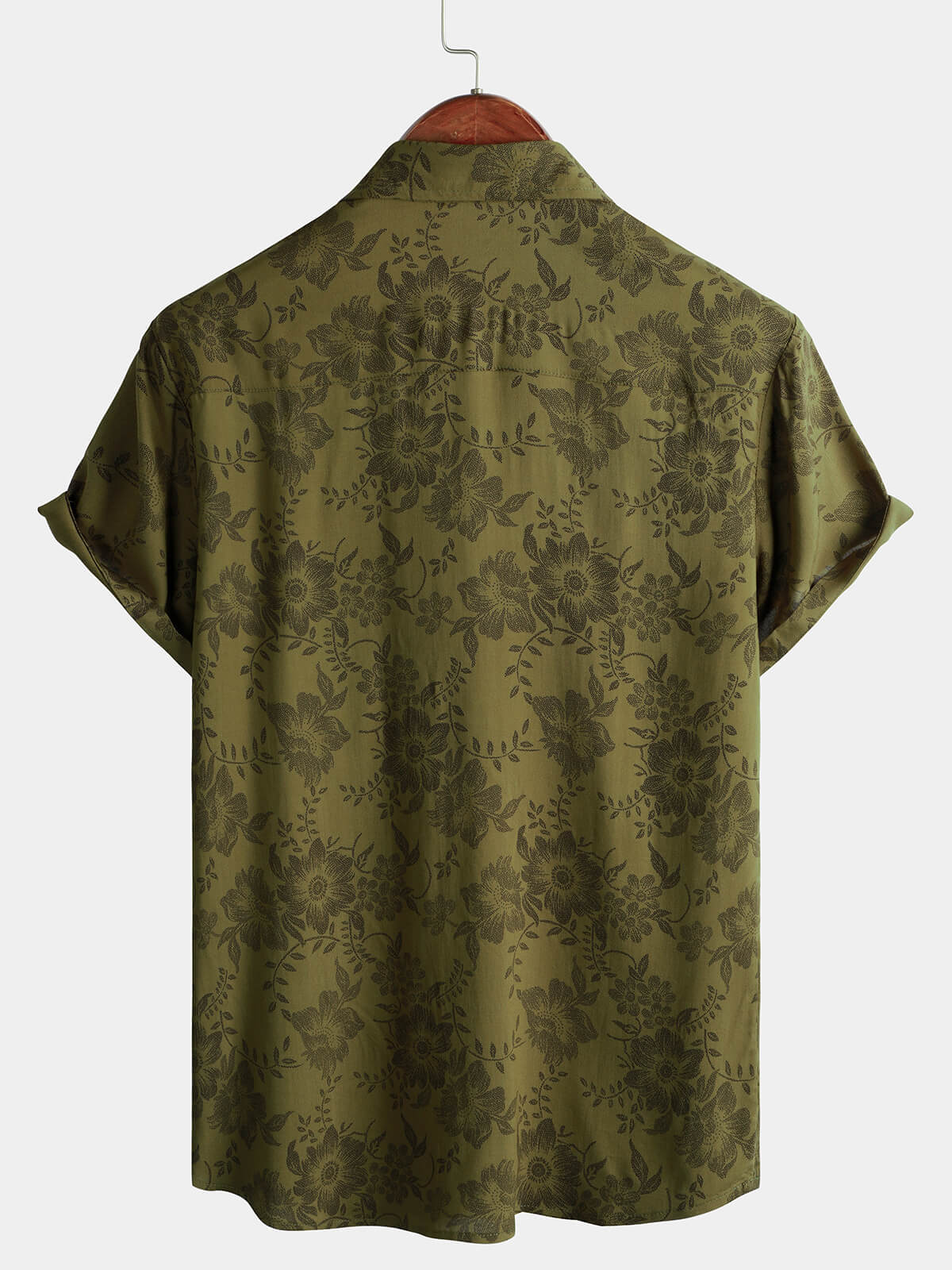 Camicia verde floreale vintage da uomo