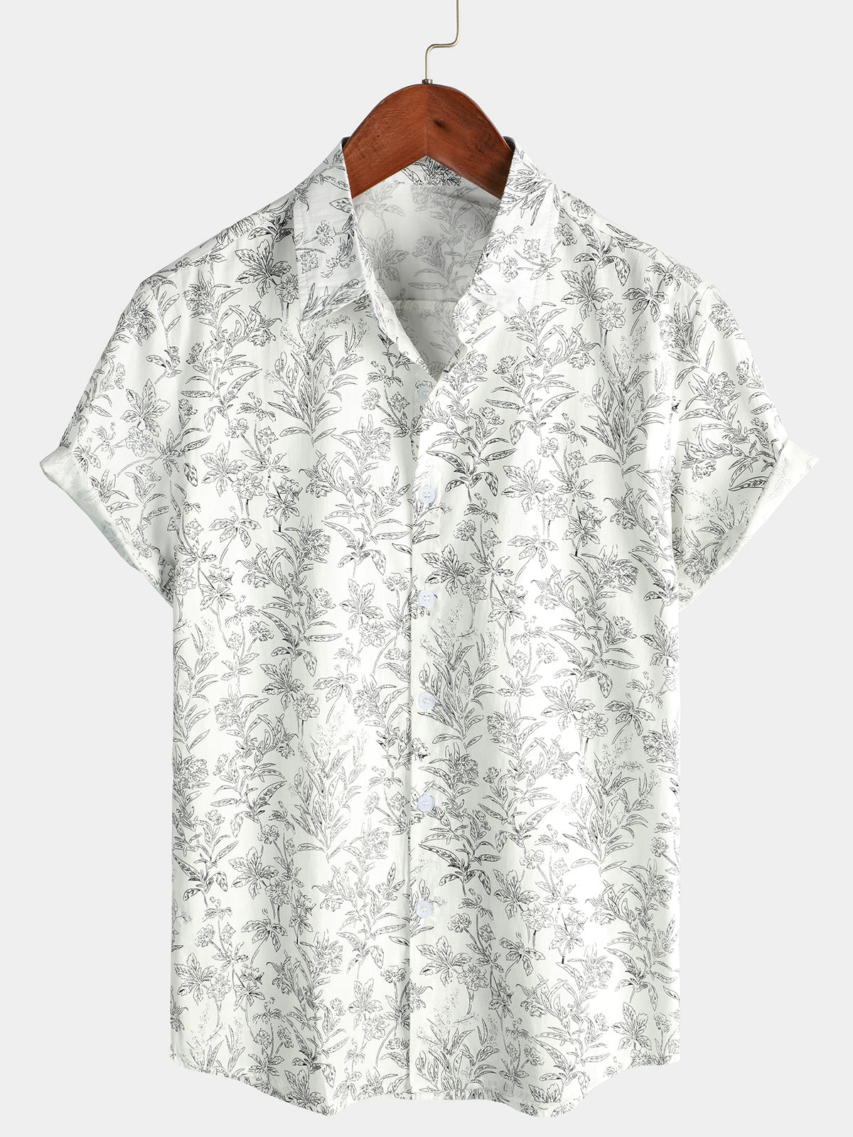 Camicia hawaiana estiva a bottoni con stampa floreale per uomo