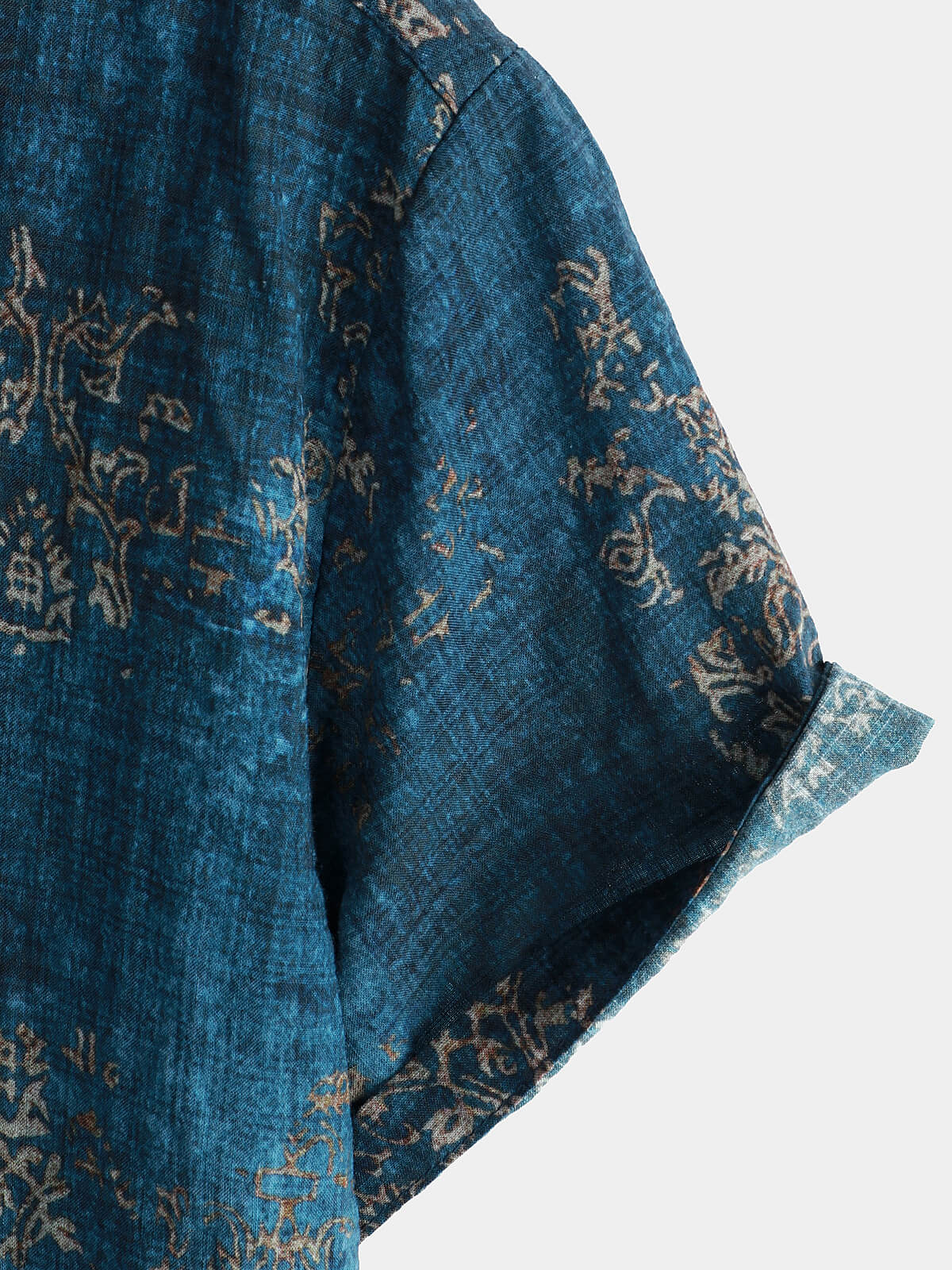 Camicia da uomo a maniche corte in cotone blu vintage