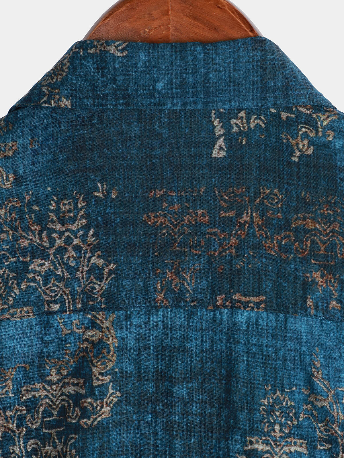 Camicia da uomo a maniche corte in cotone blu vintage