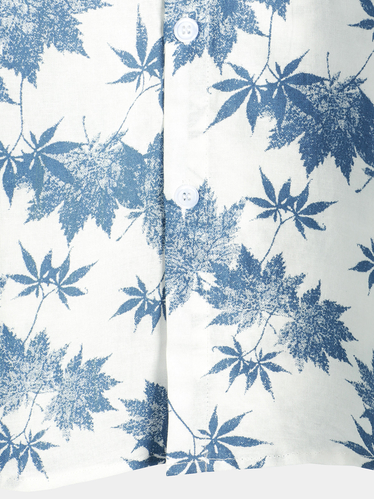 Camicia corta da uomo in cotone e lino con stampa di foglie di acero