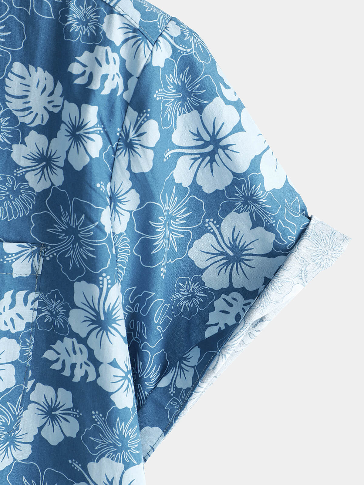 Camicia hawaiana con stampa floreale blu da uomo