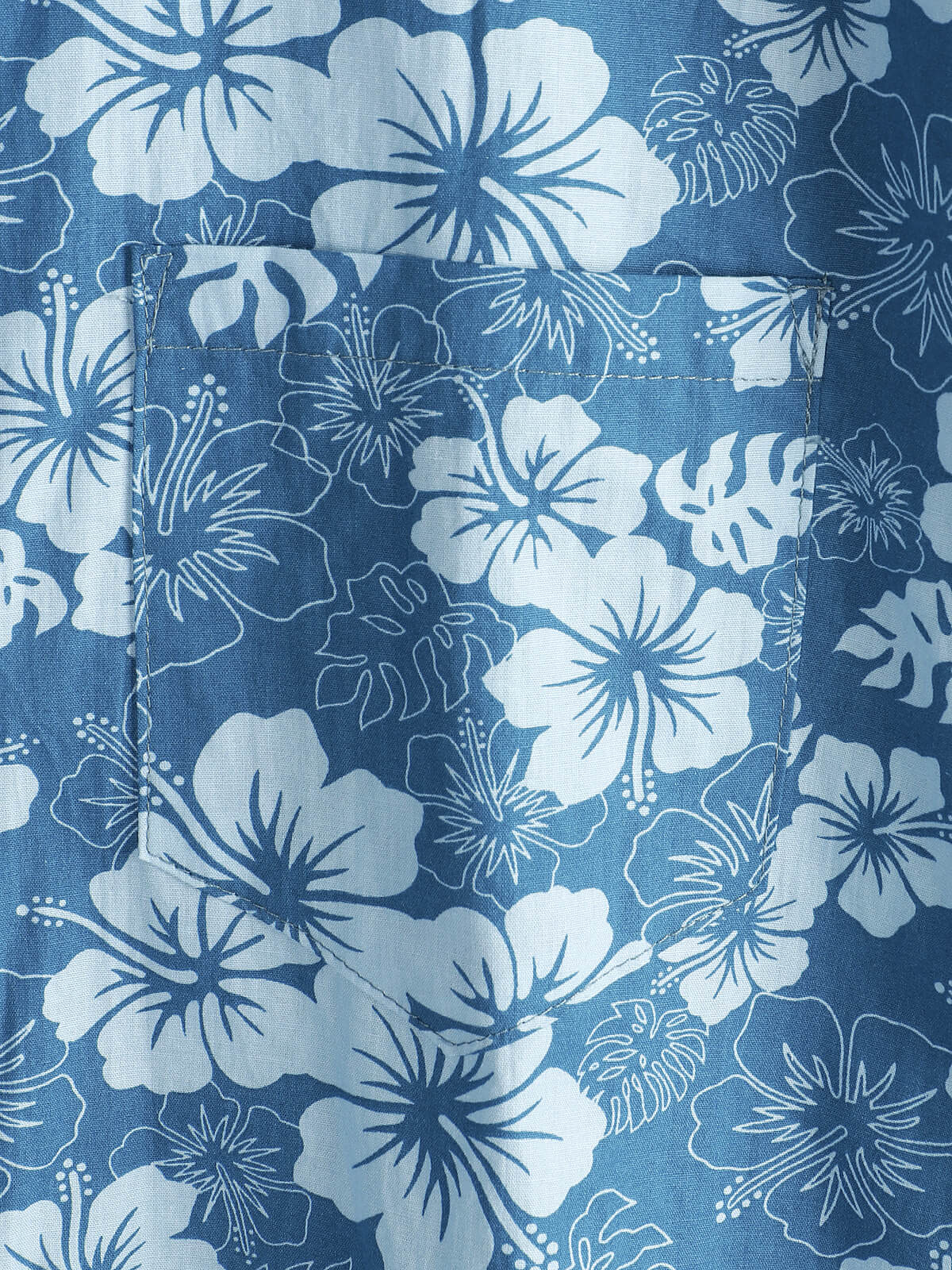 Camicia hawaiana con stampa floreale blu da uomo