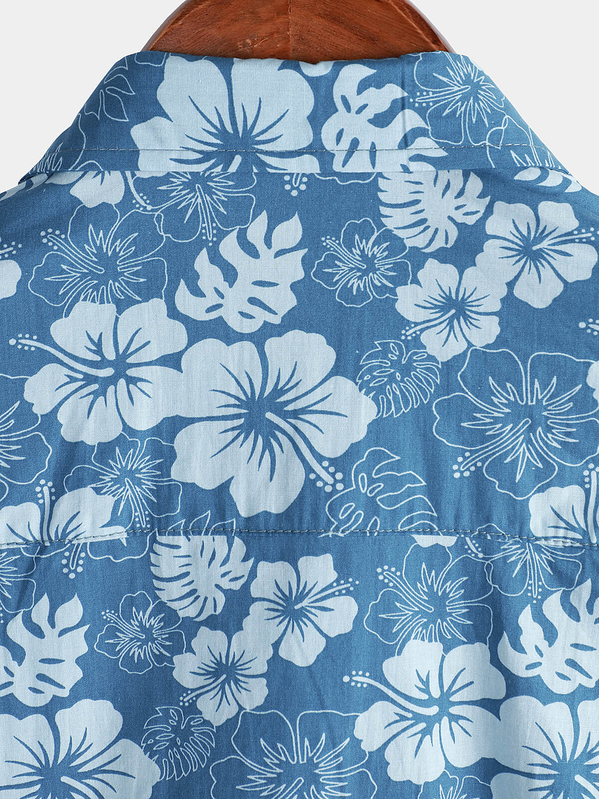 Camicia hawaiana con stampa floreale blu da uomo