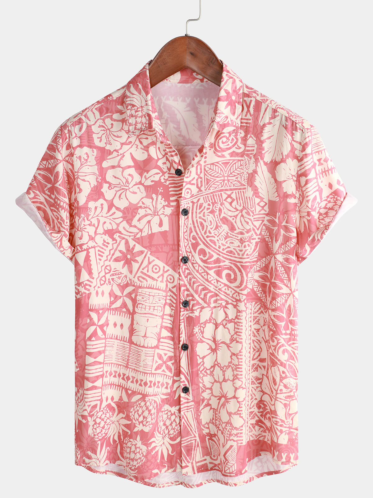 Camicia floreale tropicale rosa per uomo
