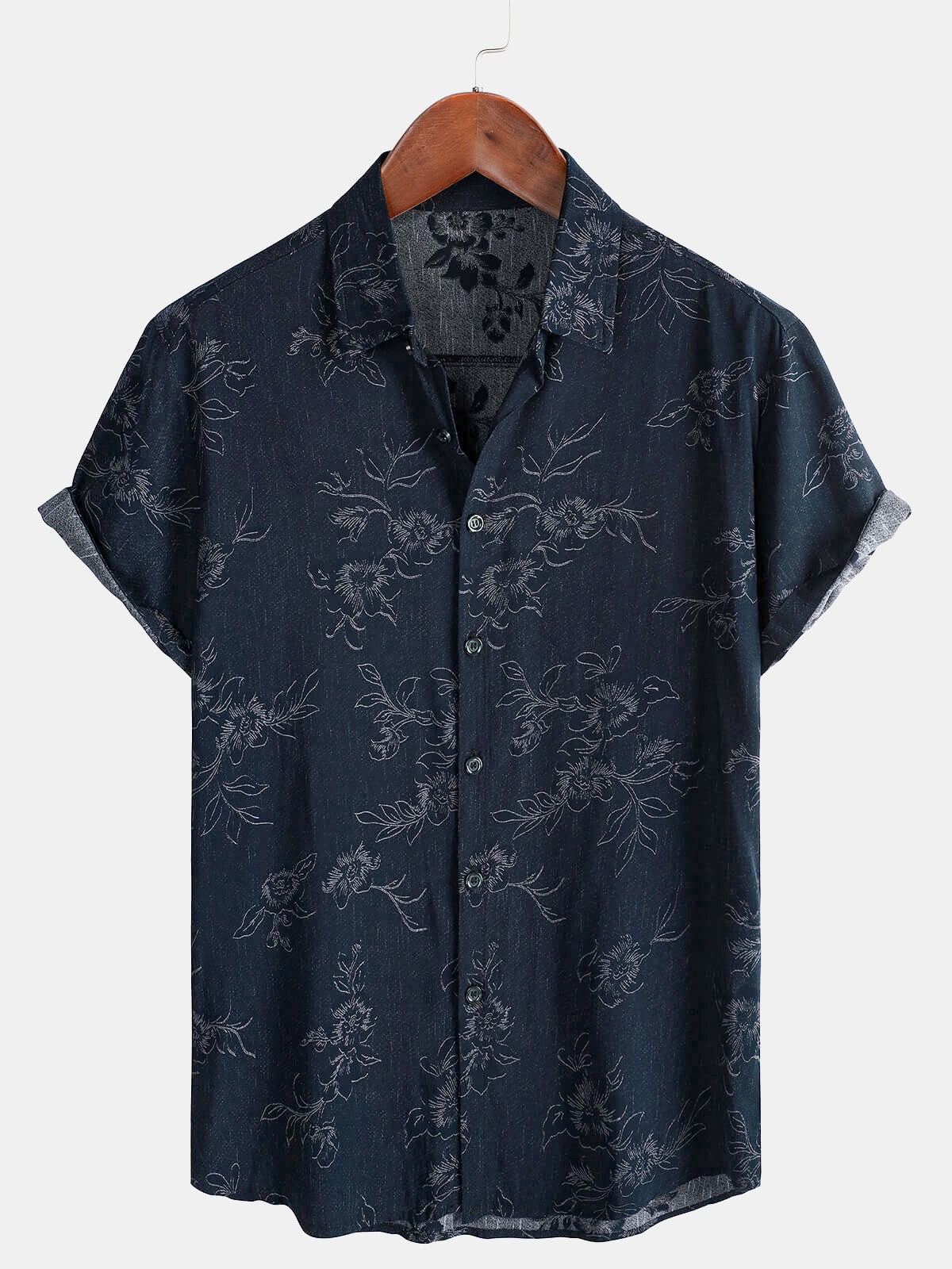 Camicia casual da uomo a maniche corte con stampa floreale
