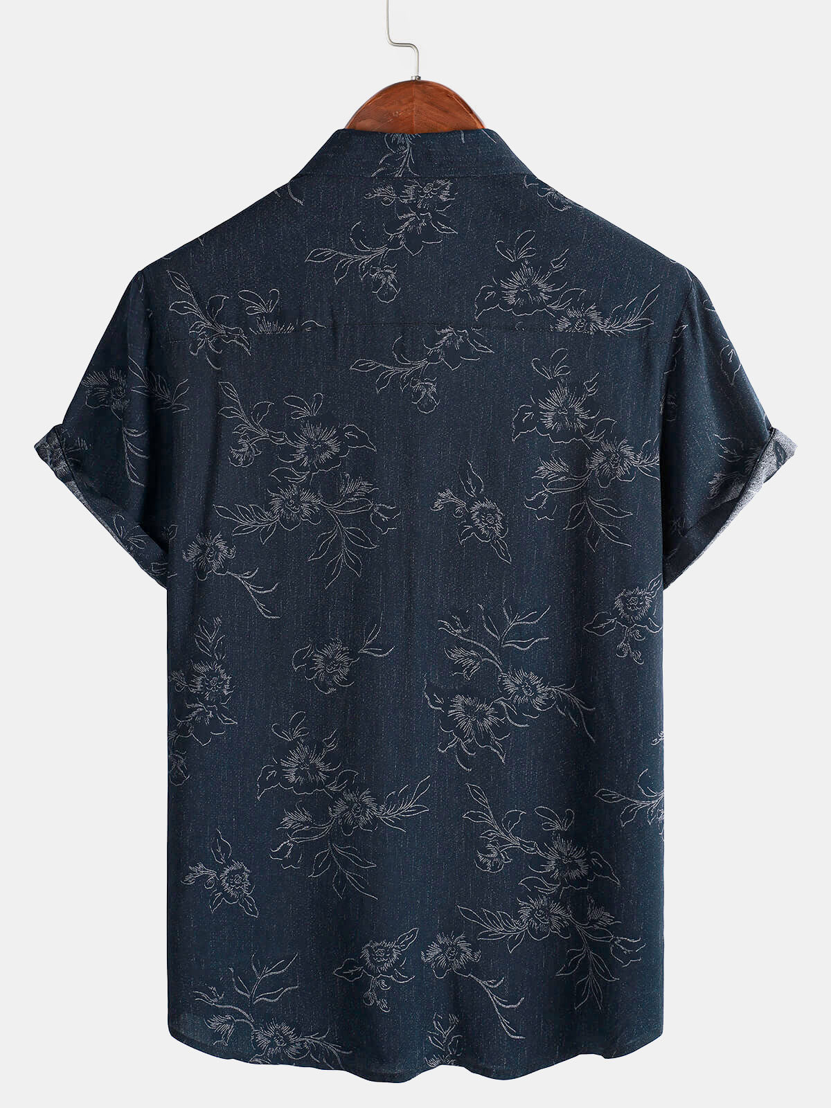 Camicia casual da uomo a maniche corte con stampa floreale