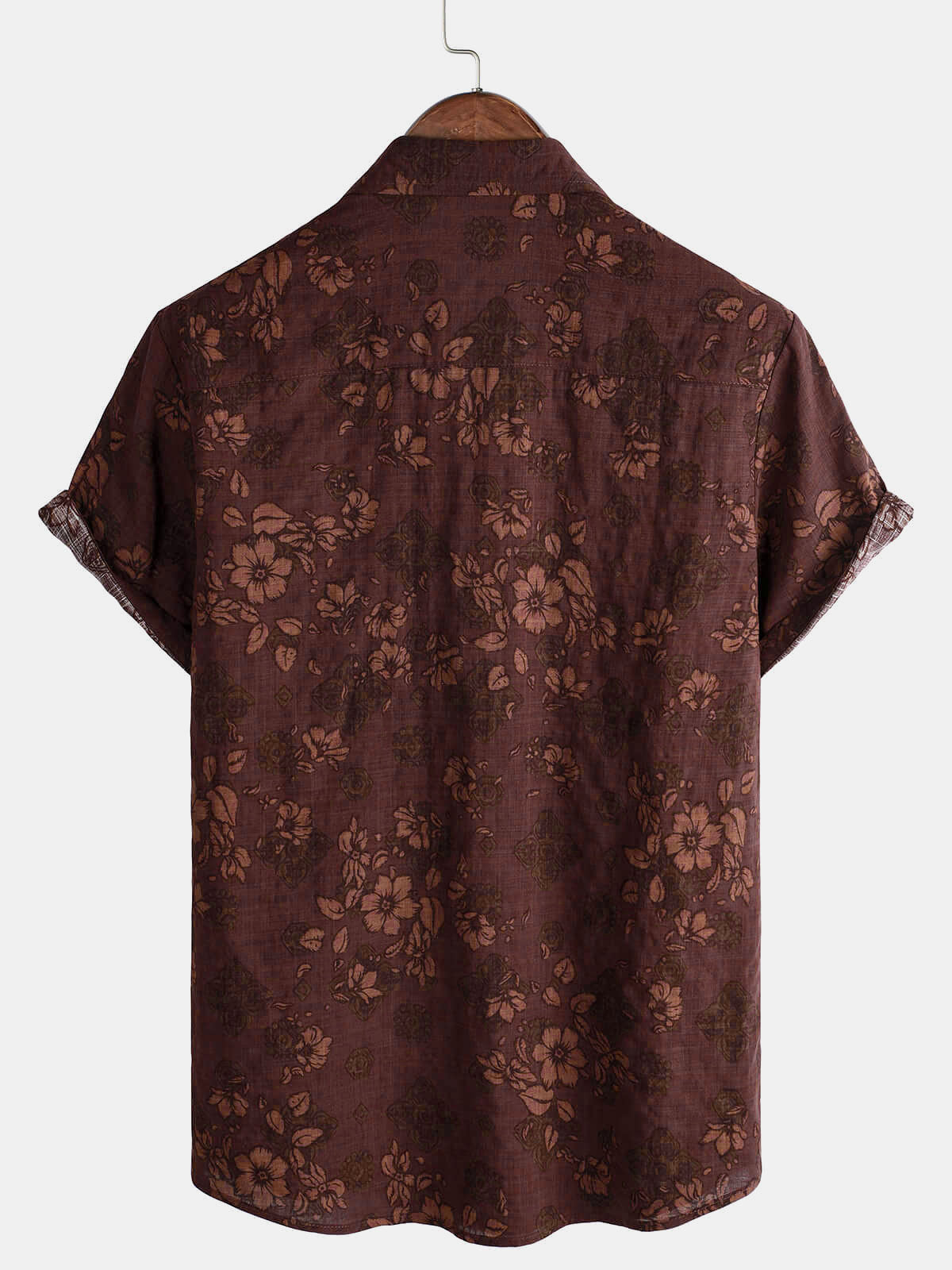 Camicia casual da uomo a maniche corte con stampa floreale