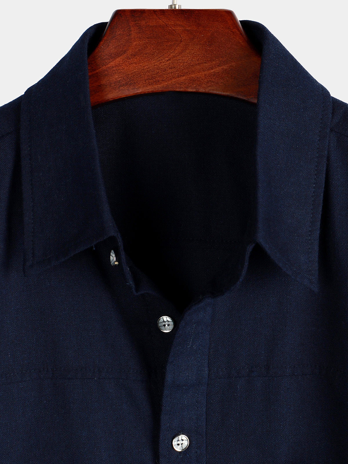 Camicia corta da uomo in cotone e lino con tasche sul petto
