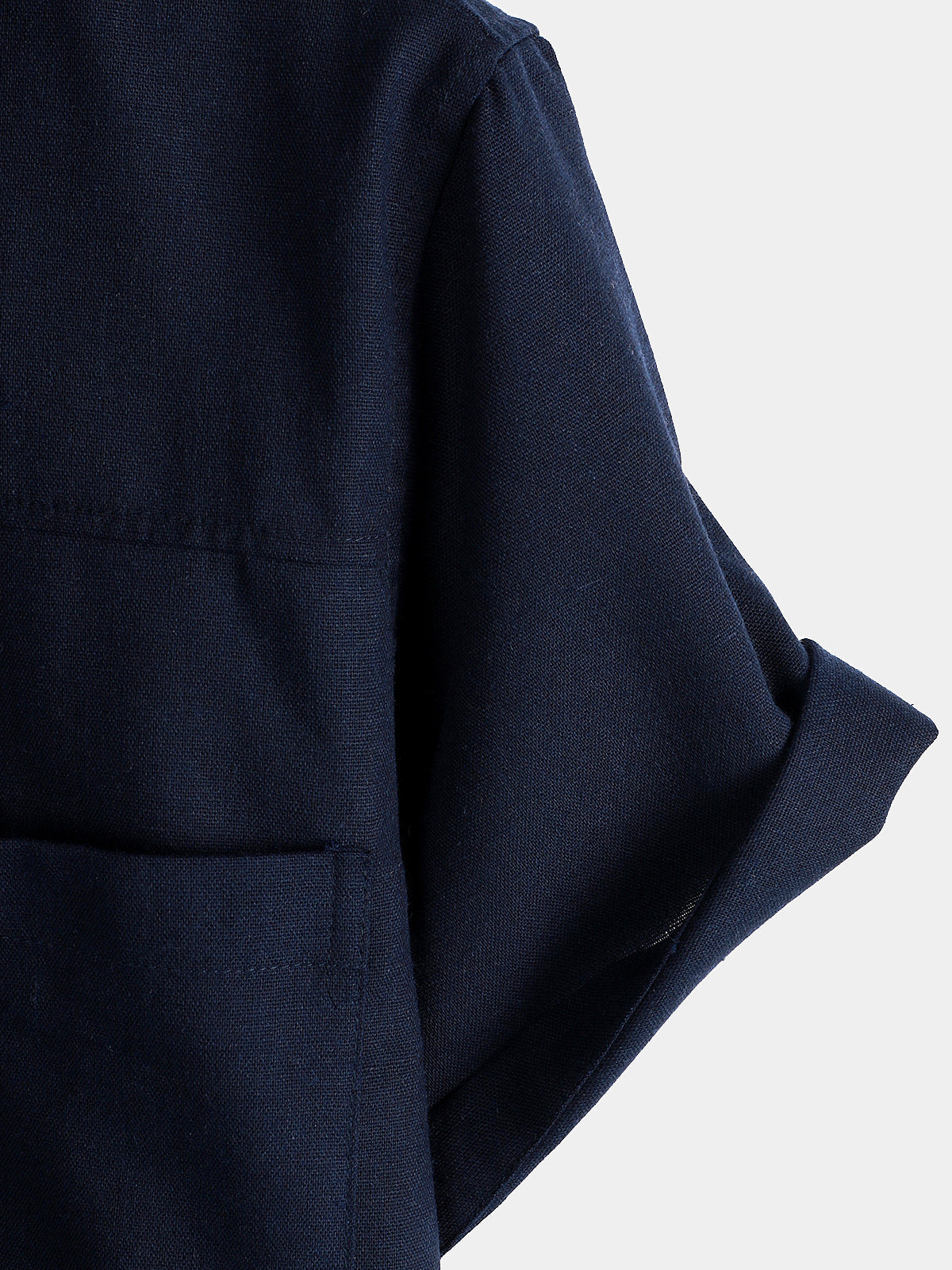 Camicia corta da uomo in cotone e lino con tasche sul petto
