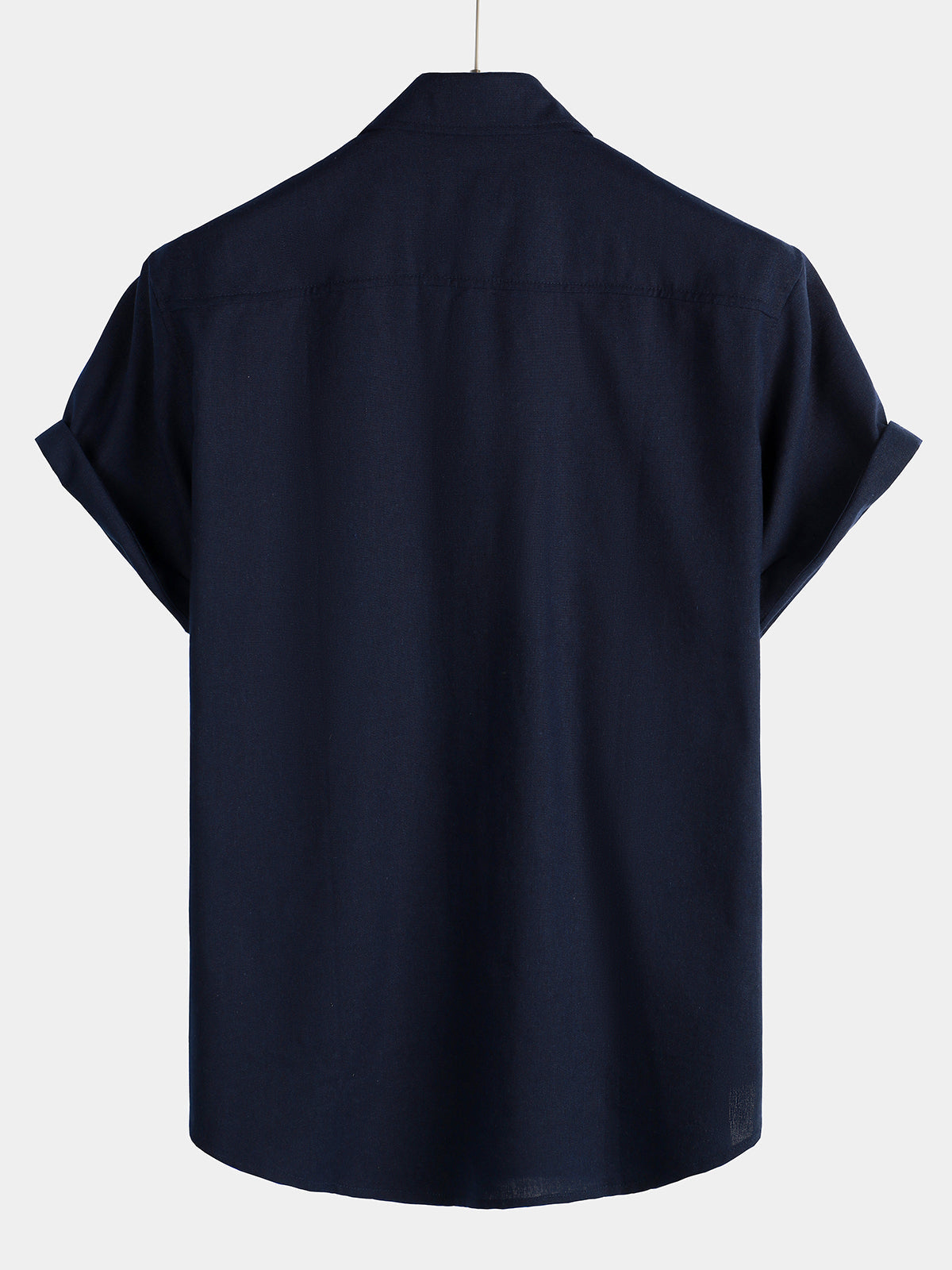 Camicia corta da uomo in cotone e lino con tasche sul petto