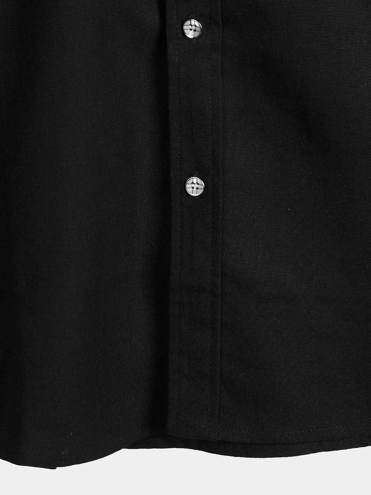 Camicia corta da uomo in cotone e lino nero