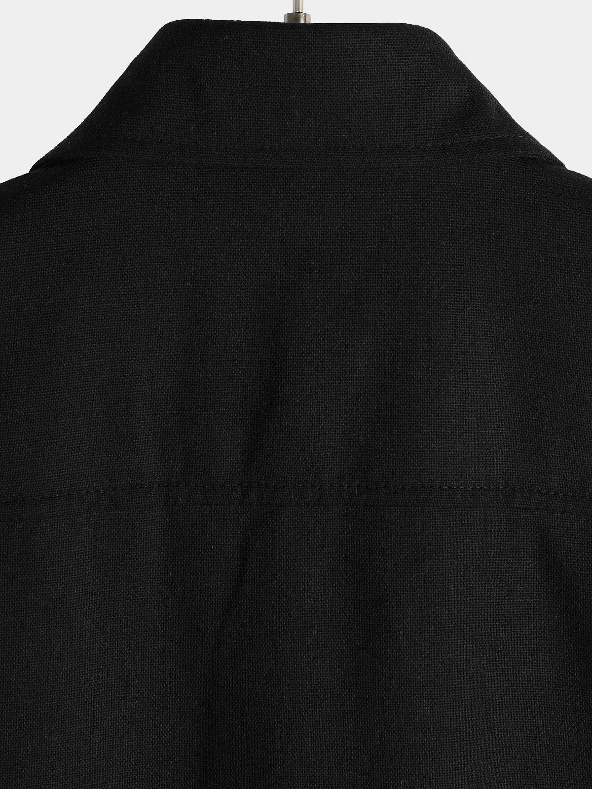 Camicia corta da uomo in cotone e lino nero