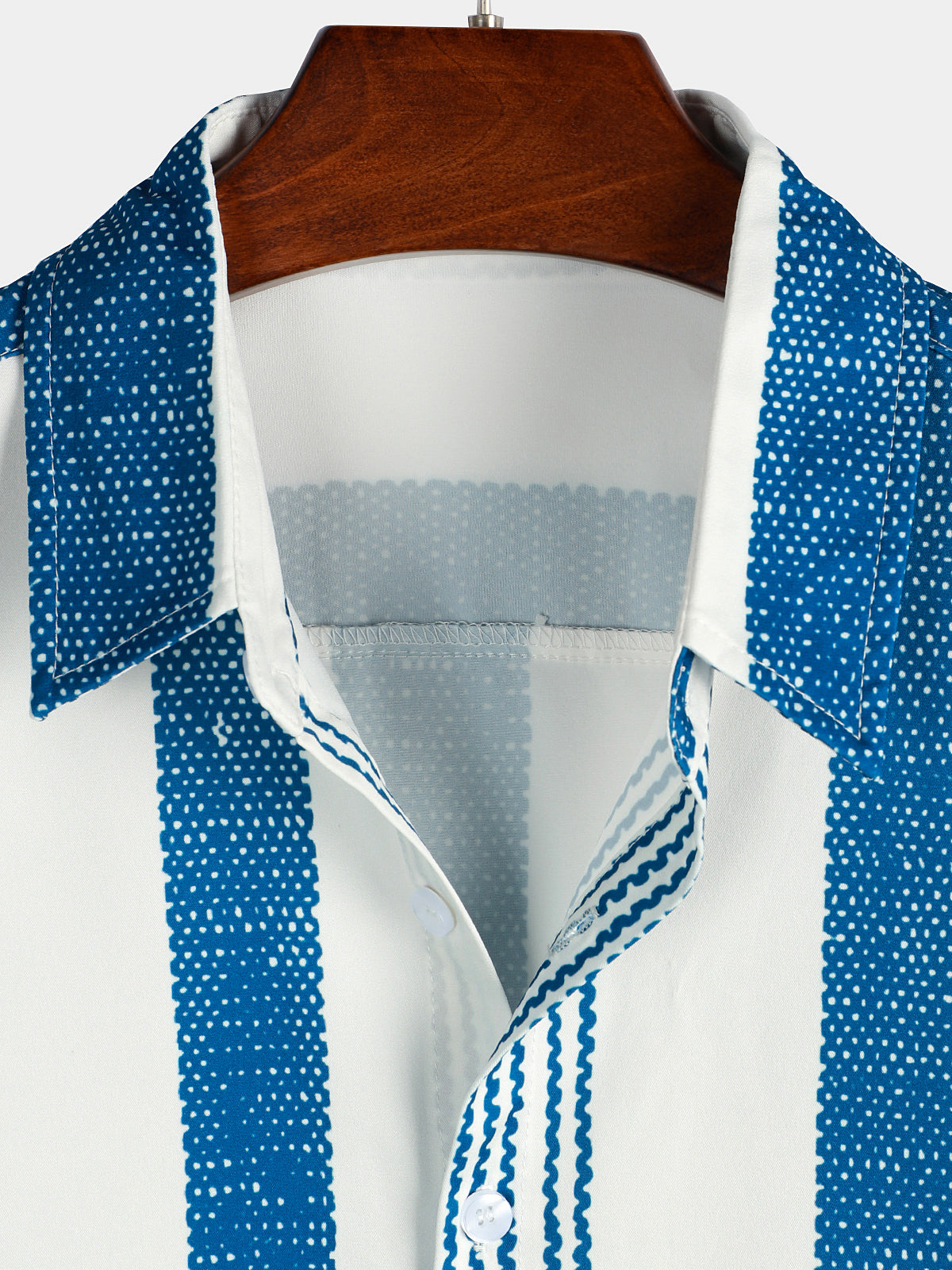 Camicia casual da uomo a maniche corte a righe verticali blu vintage
