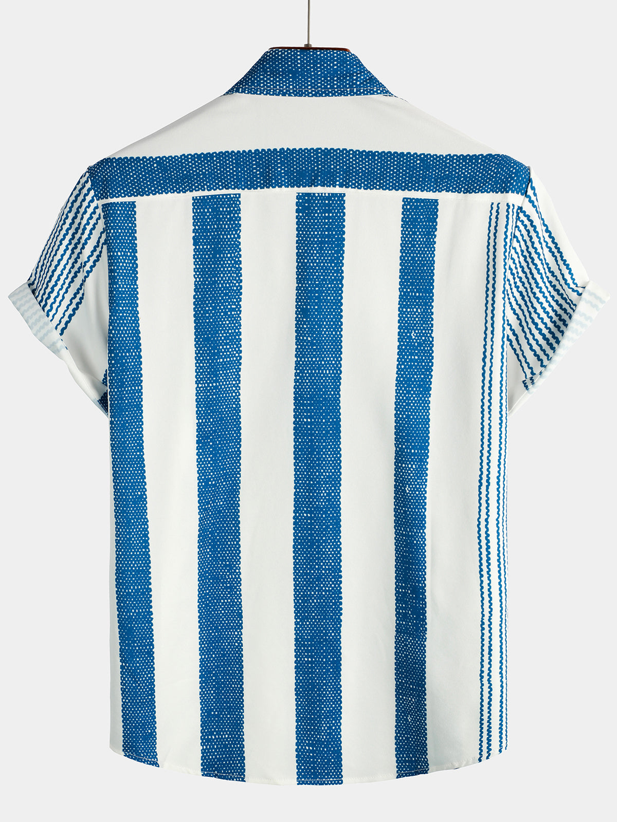 Camicia casual da uomo a maniche corte a righe verticali blu vintage