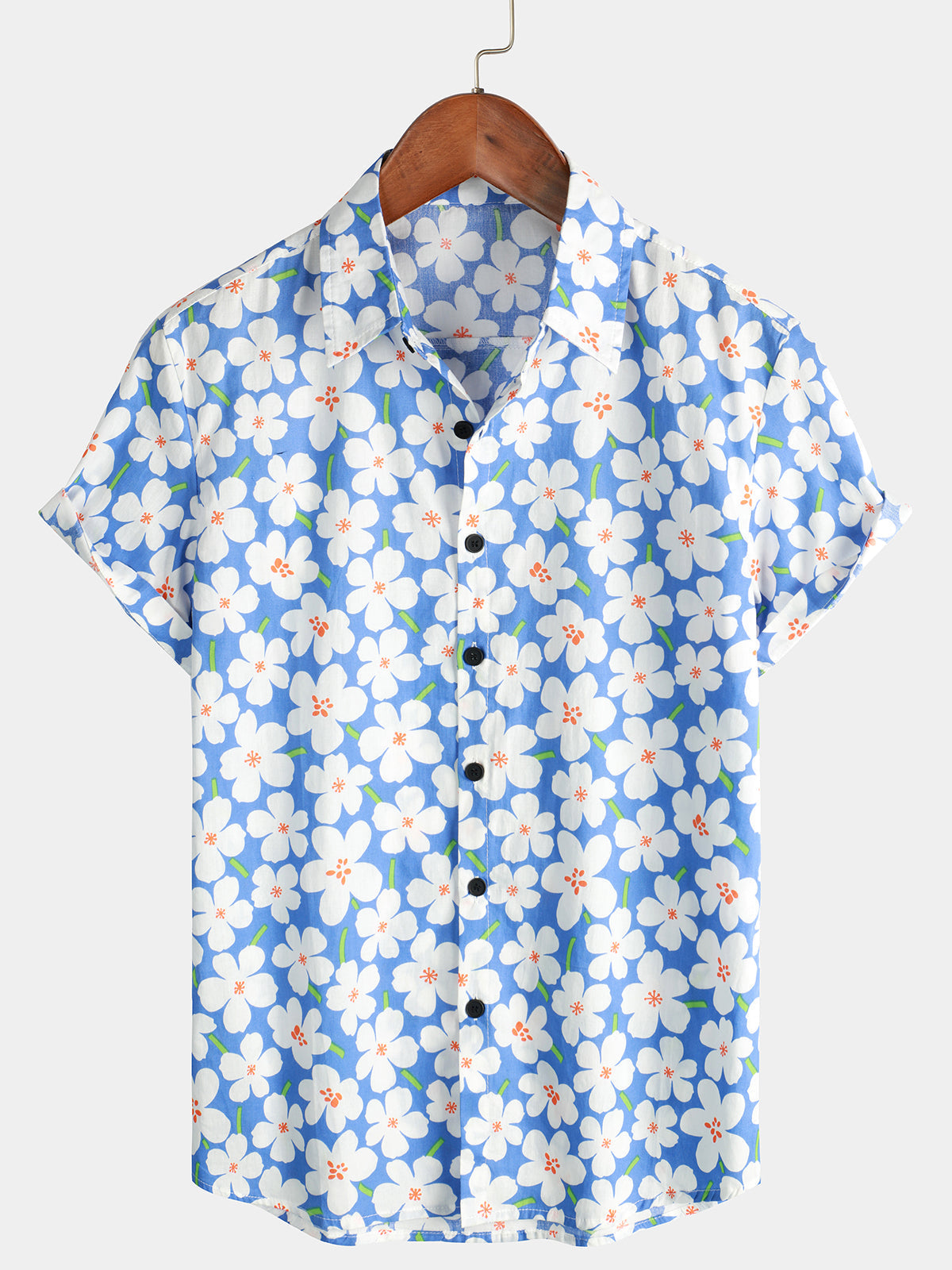 Camicia corta da uomo con stampa floreale per le vacanze