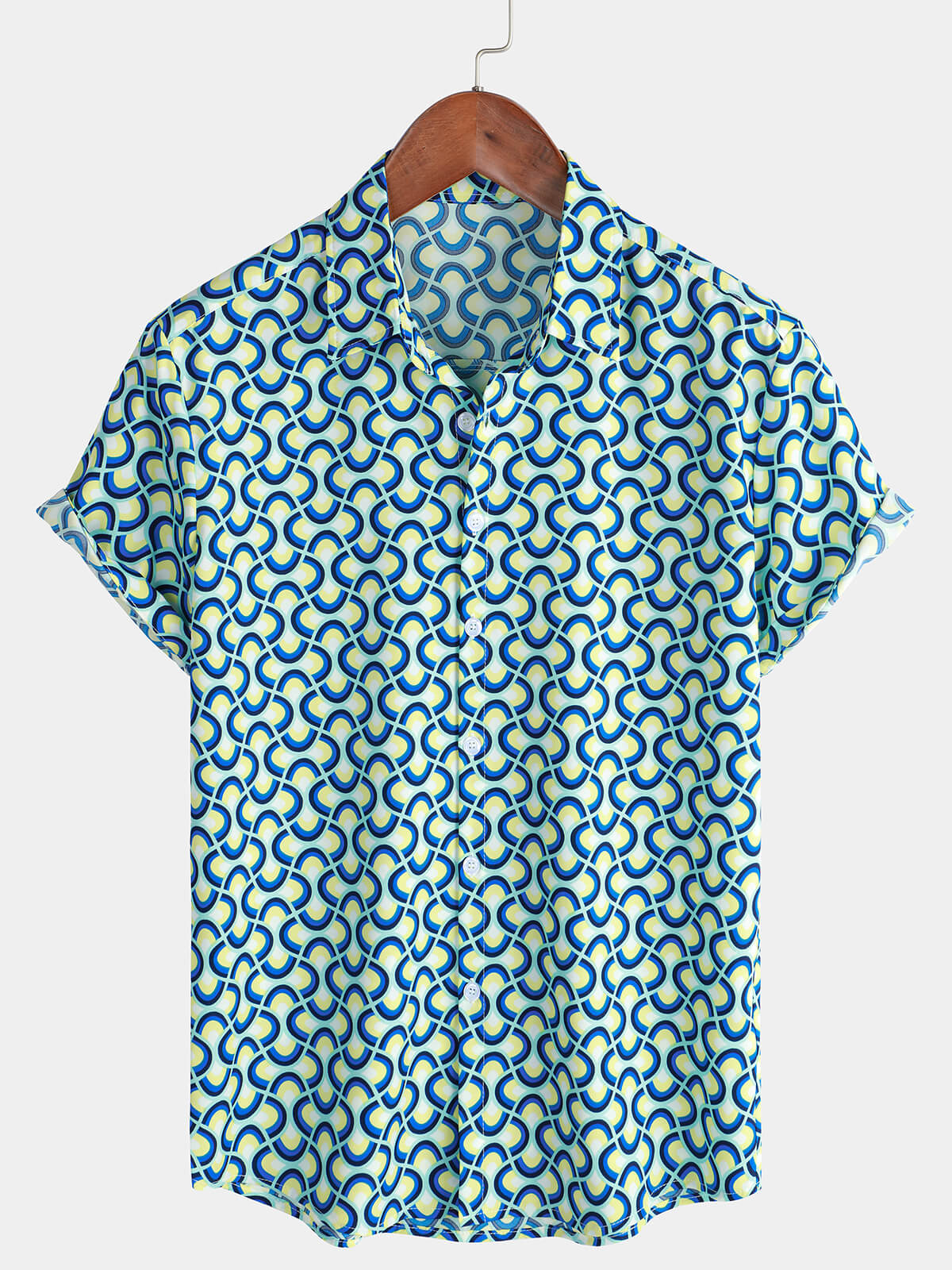 Camicia casual da uomo con motivo geometrico per le feste