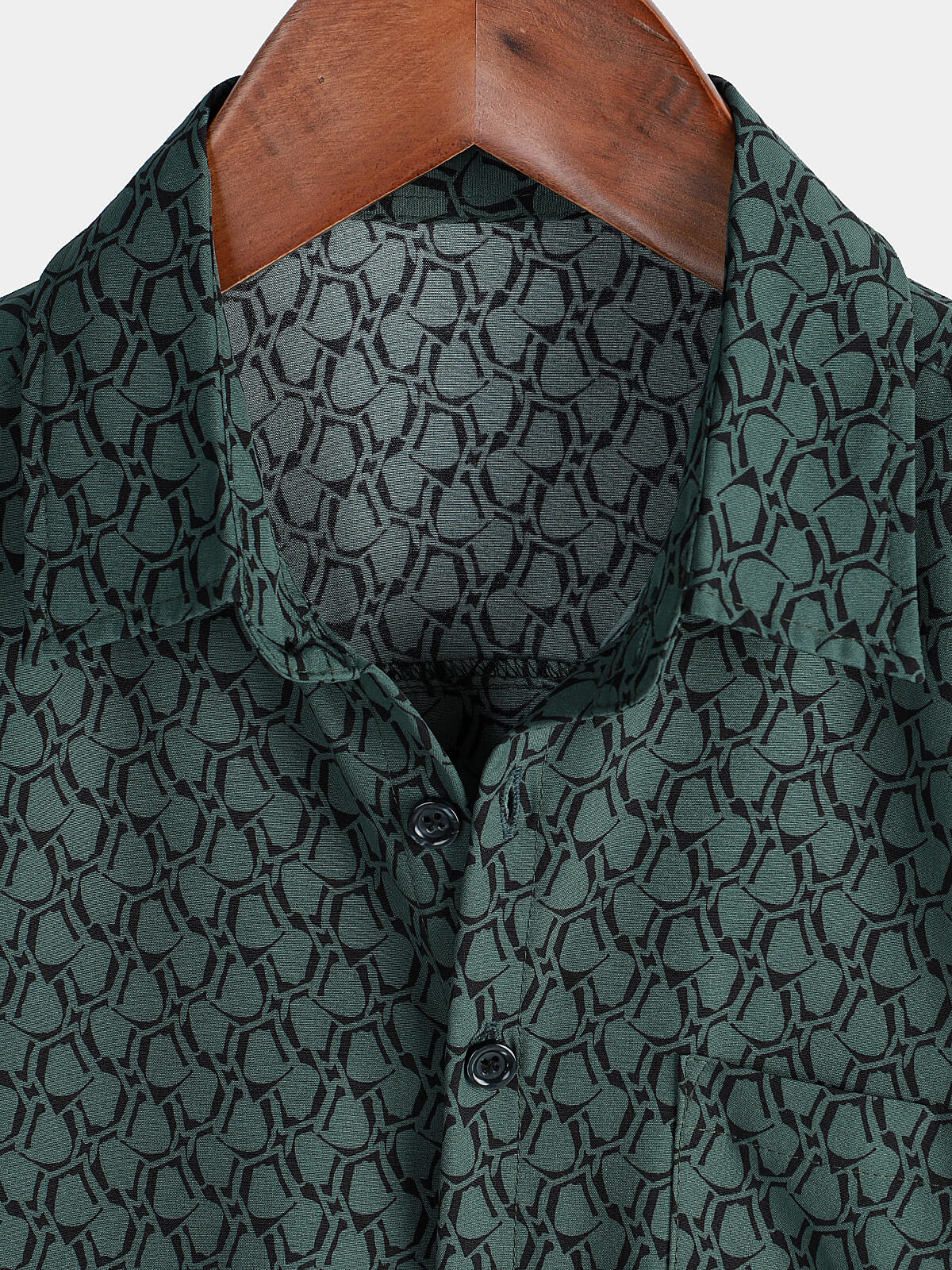 Camicia verde a maniche corte casual da uomo per le feste