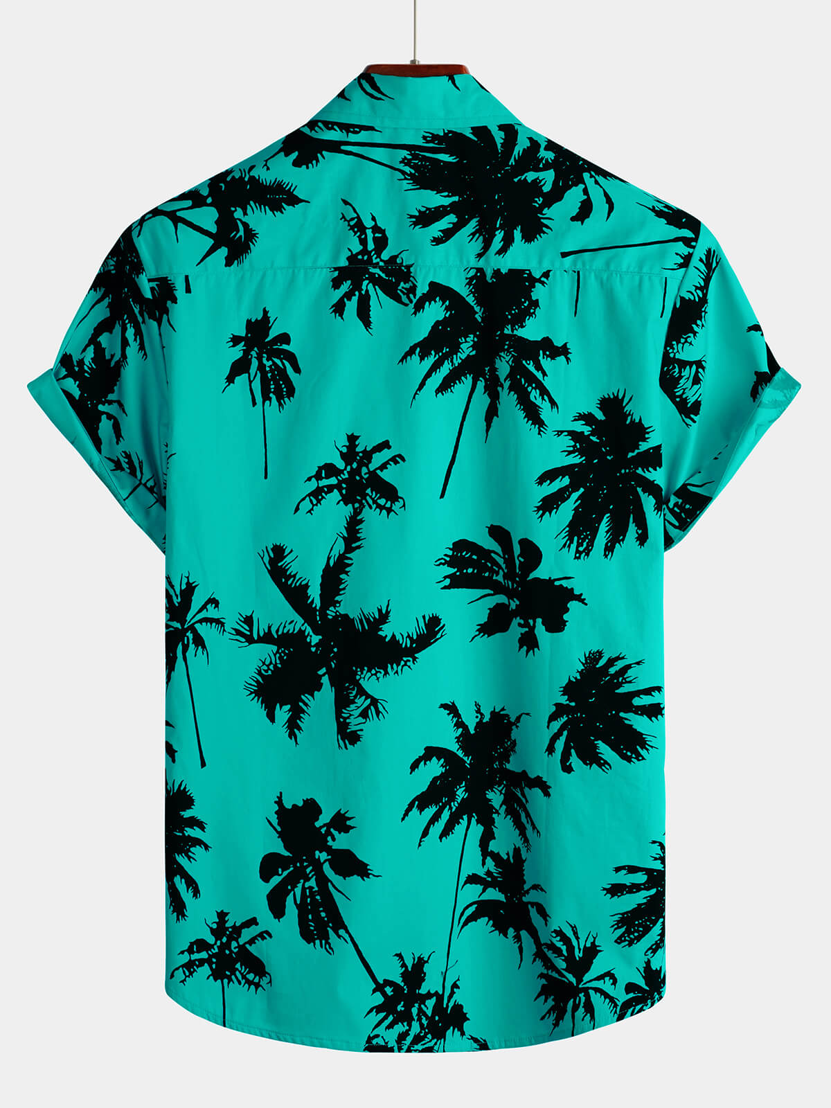 Camicia hawaiana estiva da spiaggia con stampa di palme da uomo a maniche corte