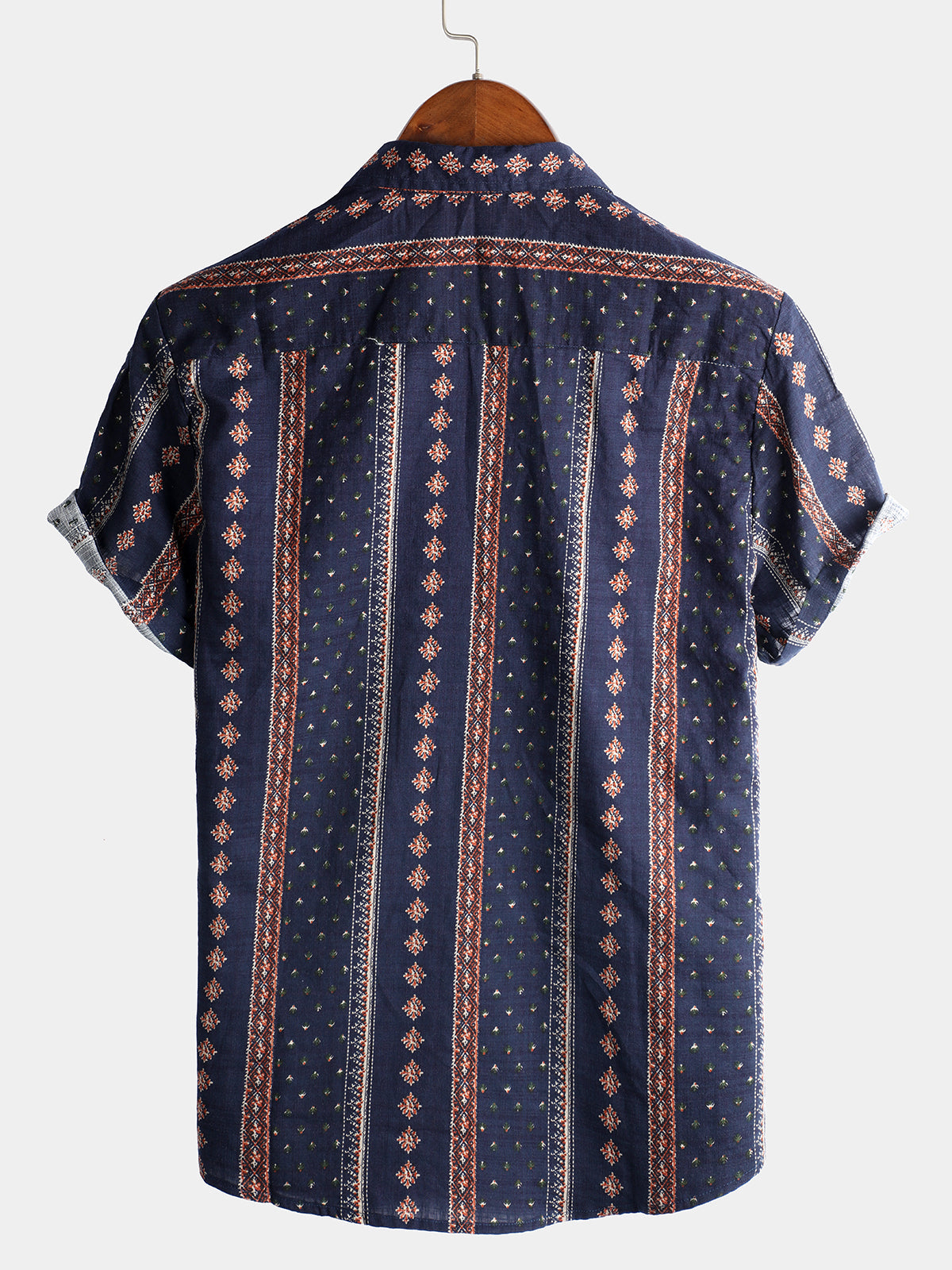 Camicia corta da uomo in cotone retrò degli anni '70 con bottoni