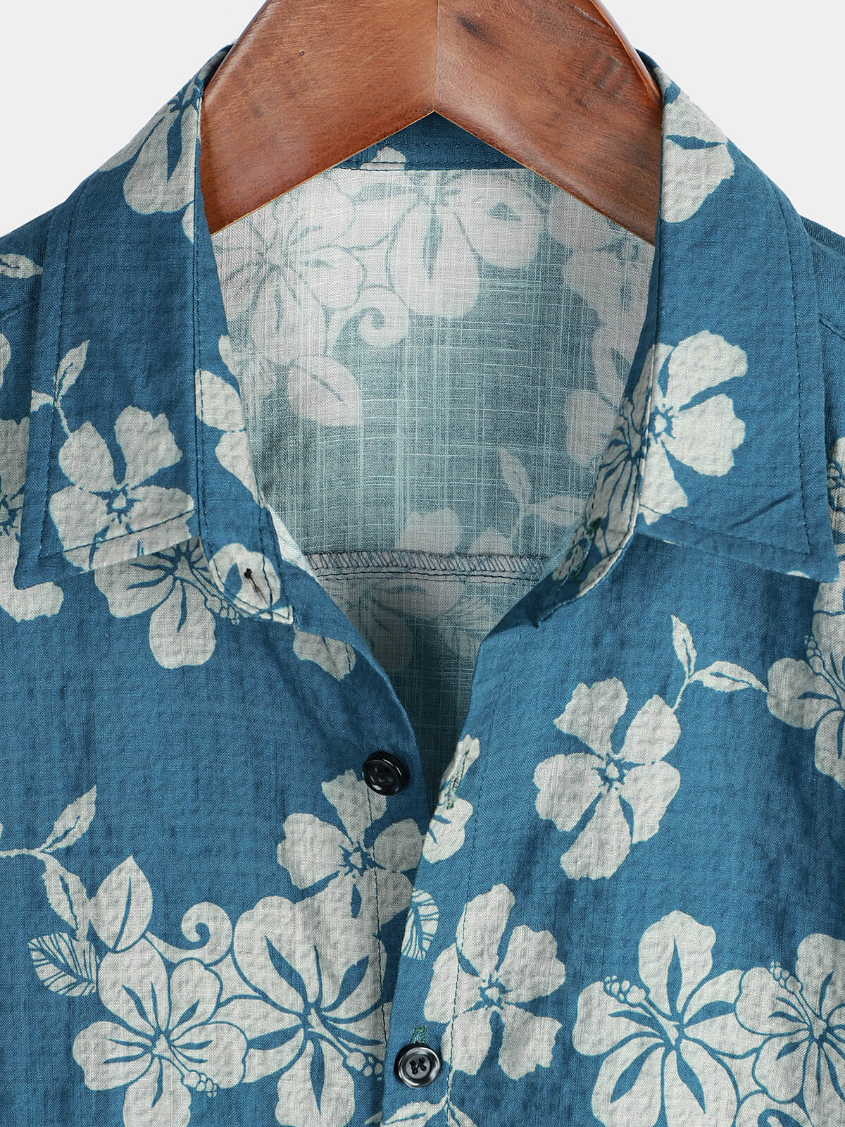 Camicia hawaiana a maniche corte con motivo floreale blu da uomo