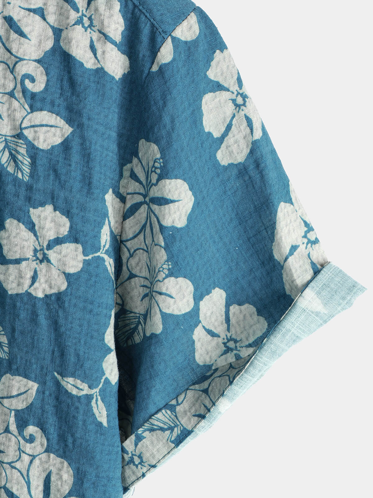 Camicia hawaiana a maniche corte con motivo floreale blu da uomo