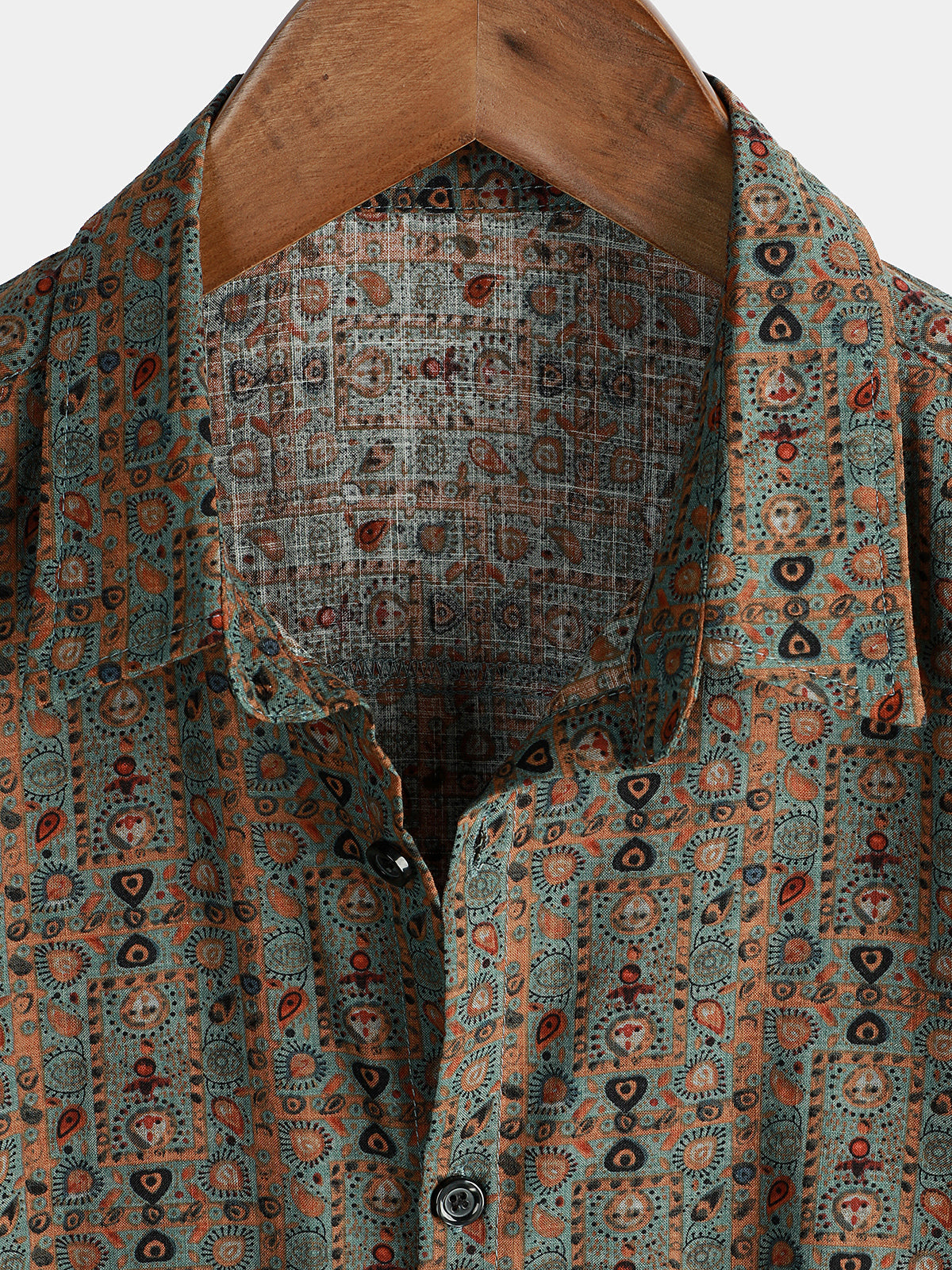 Camicia a maniche corte con stampa paisley vintage da uomo