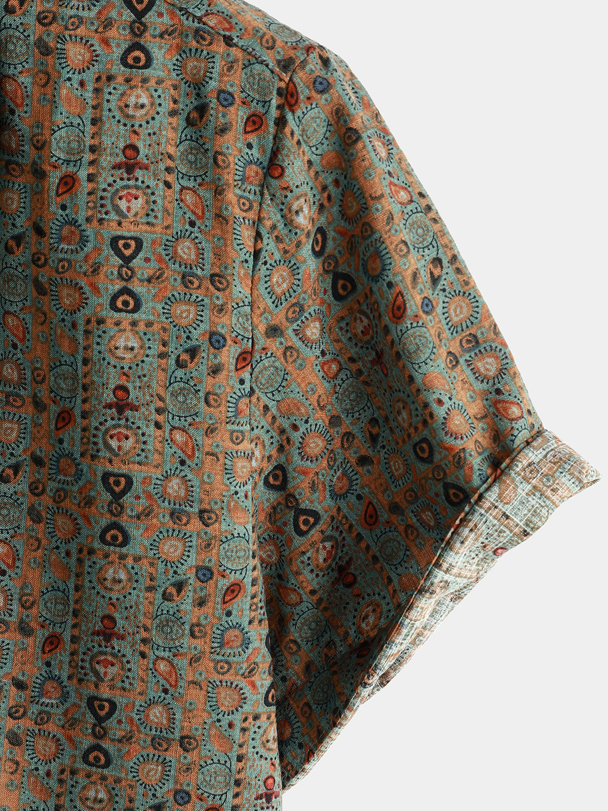 Camicia a maniche corte con stampa paisley vintage da uomo