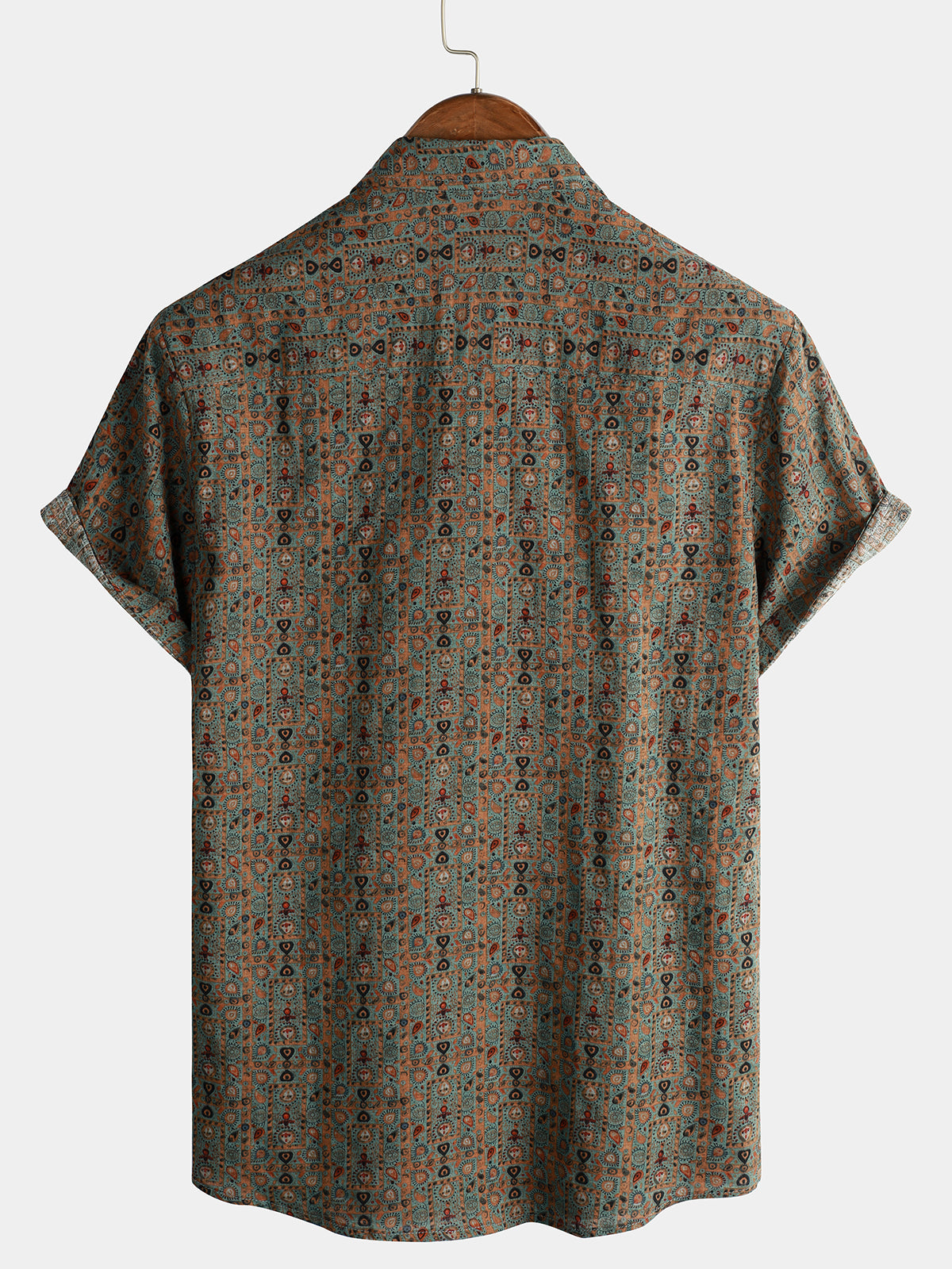 Camicia a maniche corte con stampa paisley vintage da uomo
